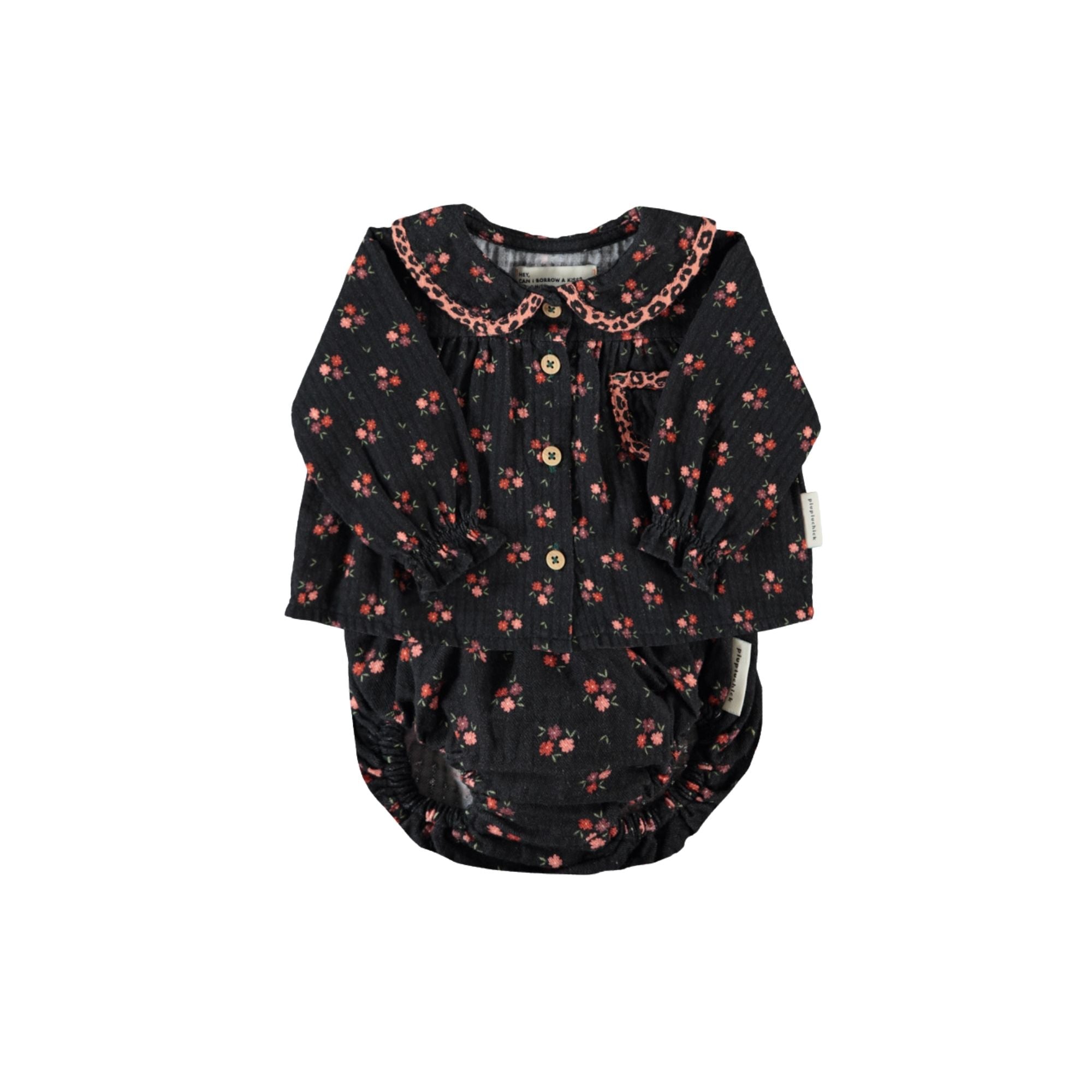 Baby Set | Black with Flowers