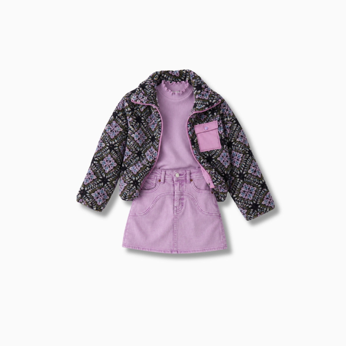 Oversized Jacquard Teddy Jacket | African Violet