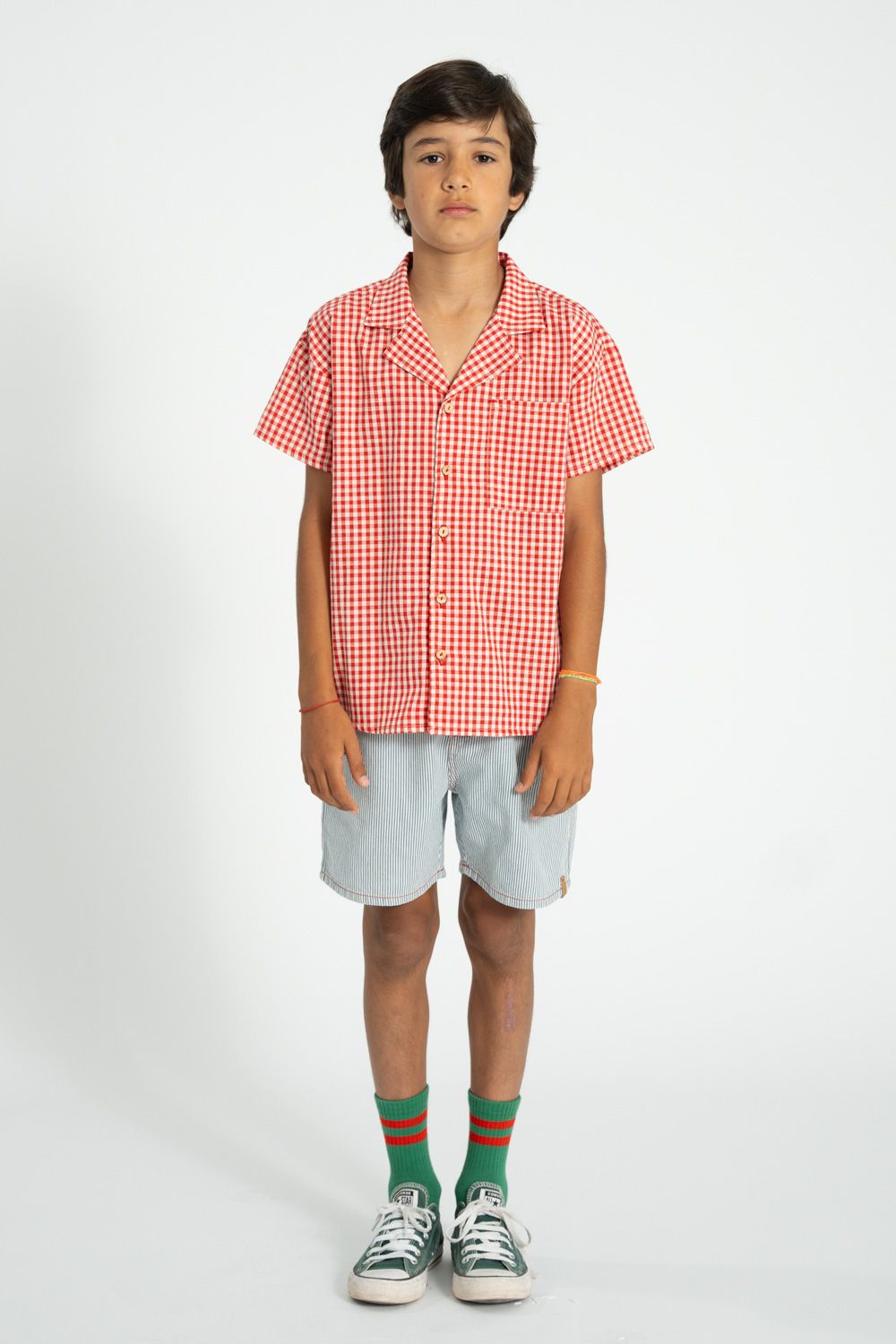 Striped Boy Shorts | Ecru/Indigo