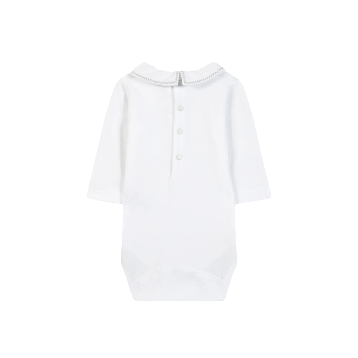 Embroidered Collar Romper | White