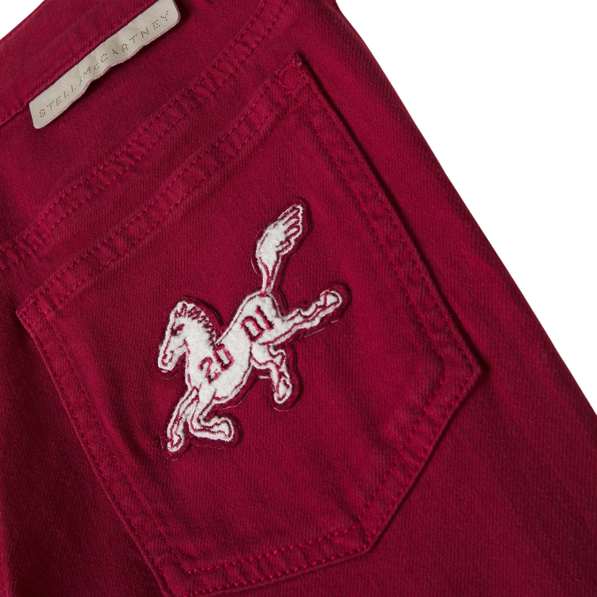 Patch Appliqué Gabardine Pants | Maroon