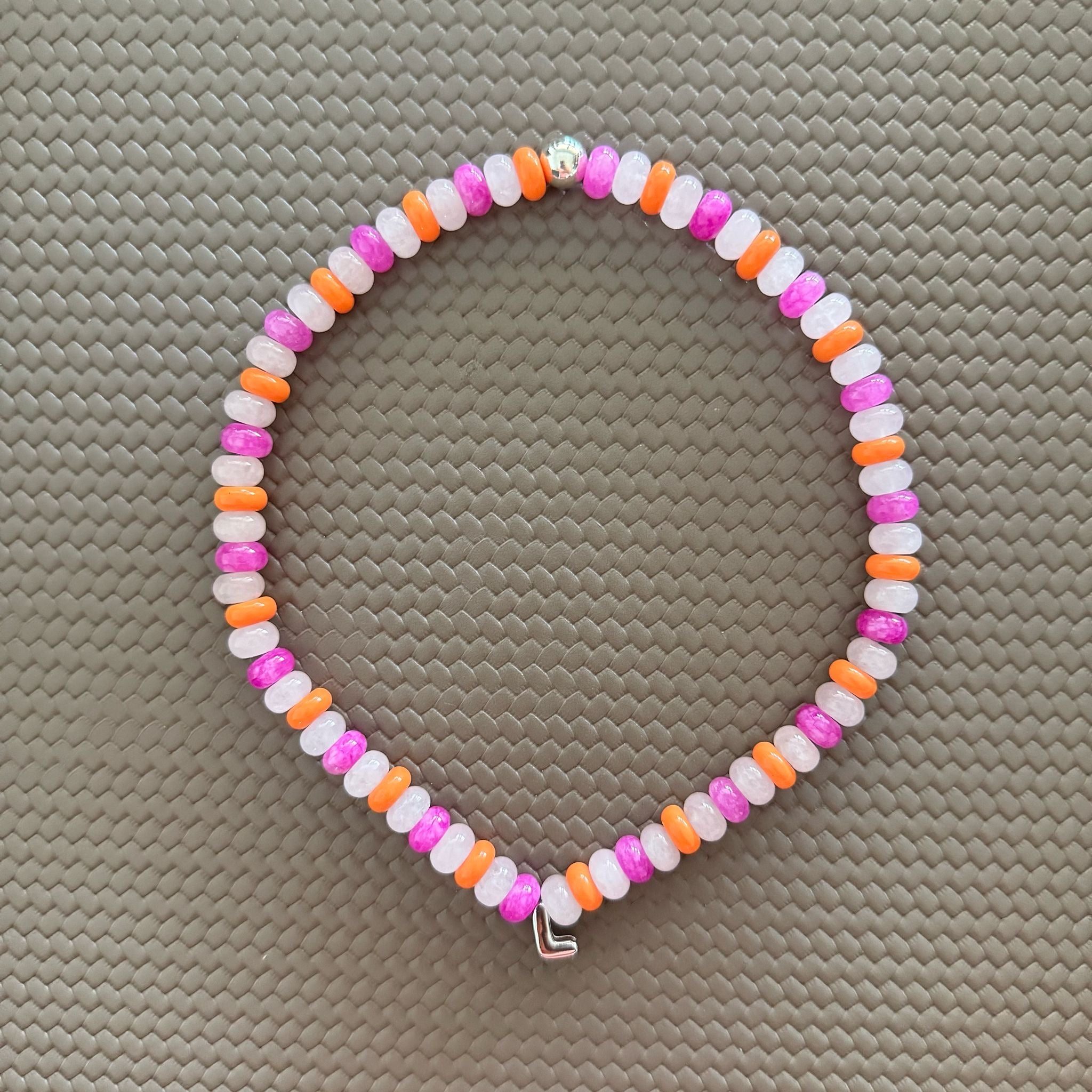 Initialed Candy Stripe Necklace | Silver