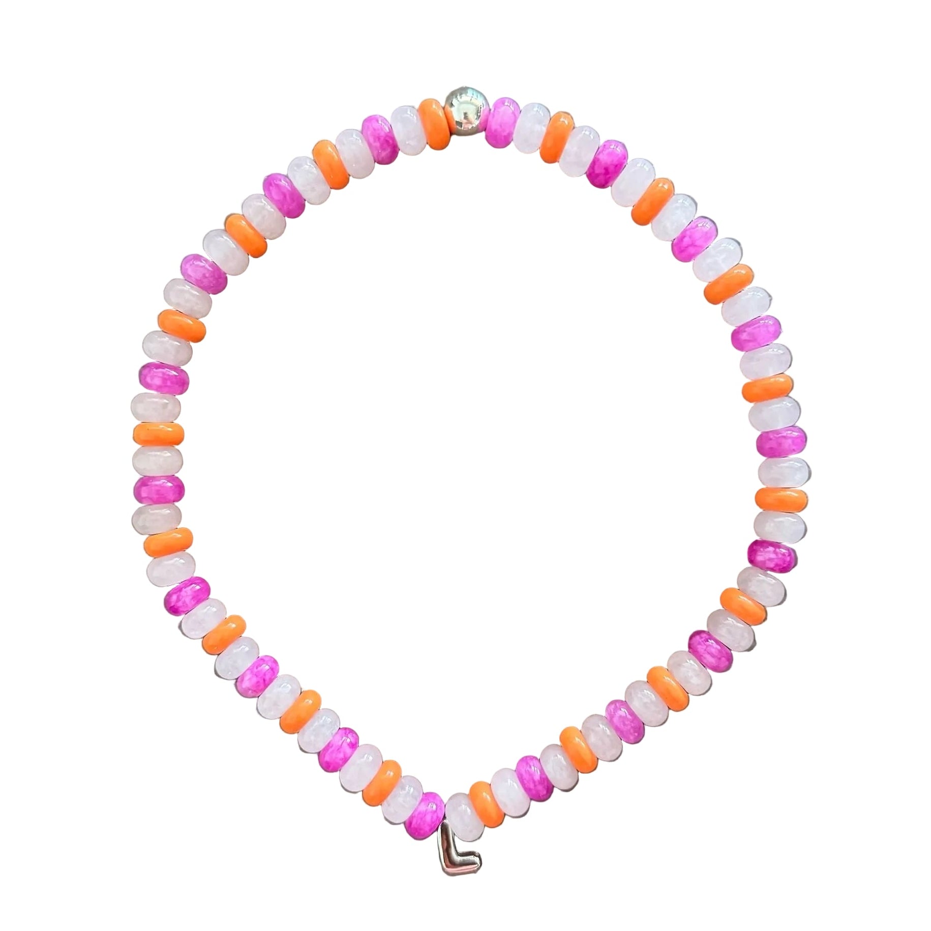 Initialed Candy Stripe Necklace | Silver
