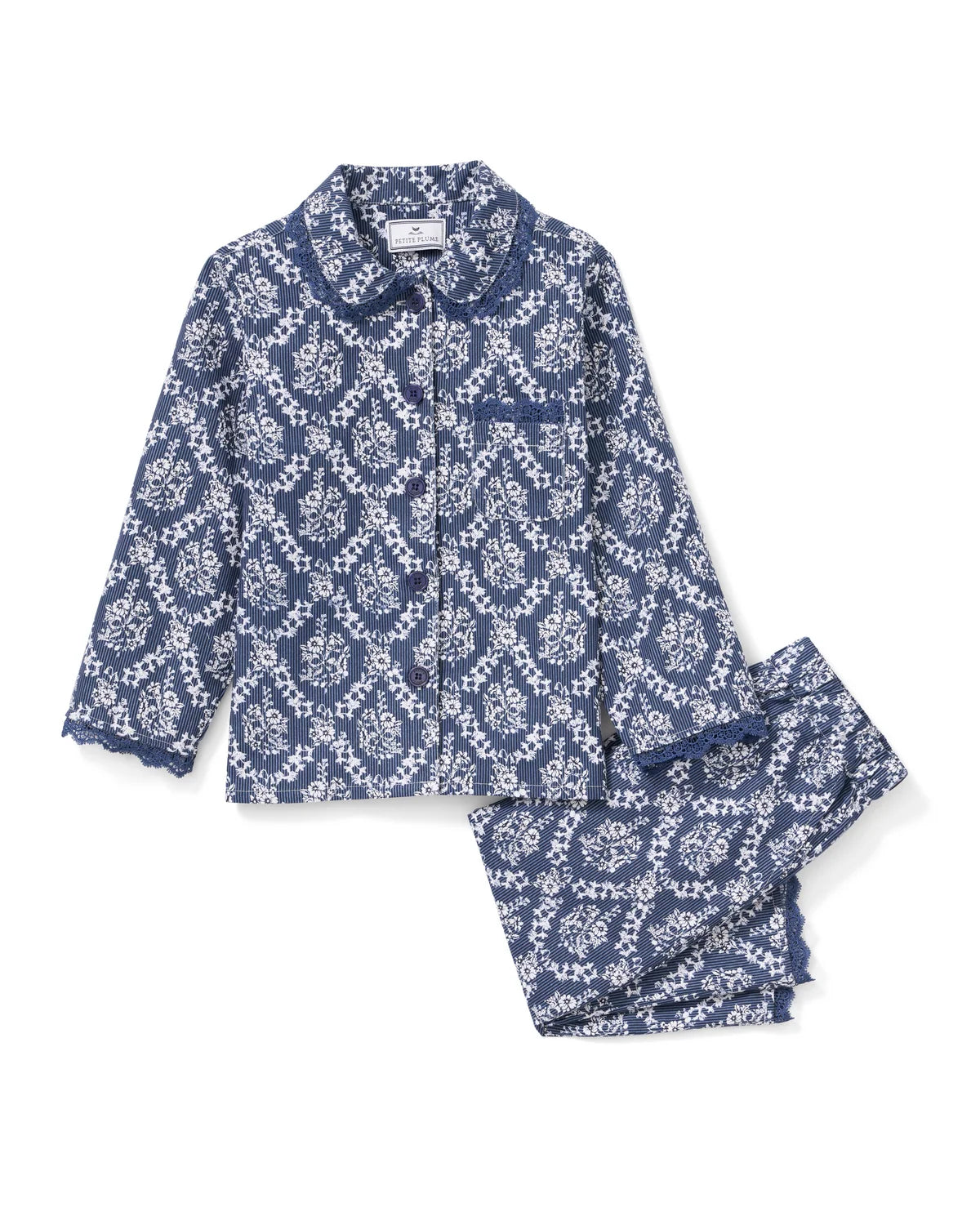 Twill Grace Pajama Set | Navy Innkeeper Trellis
