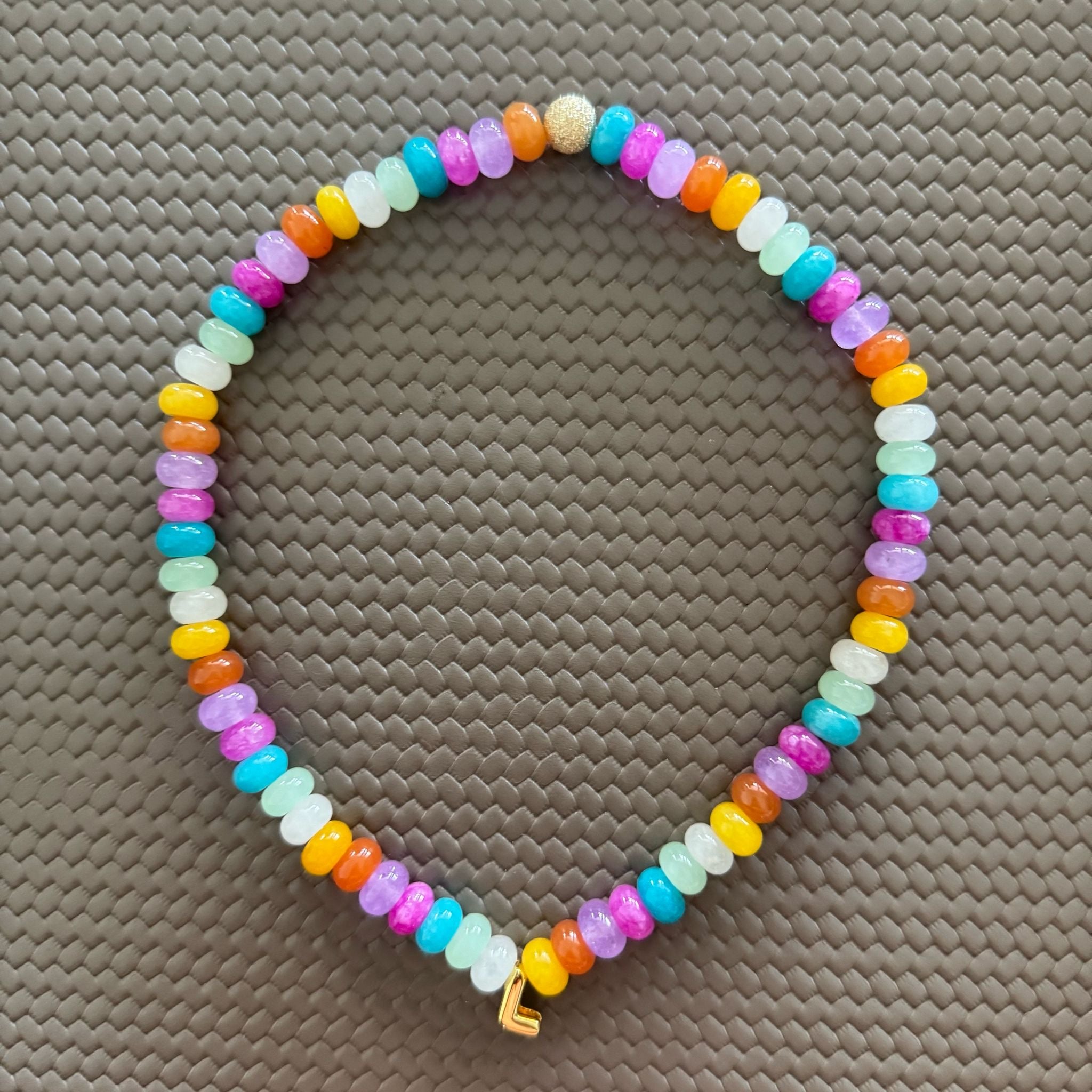 Initialed Rainbow Drop Necklace | Gold