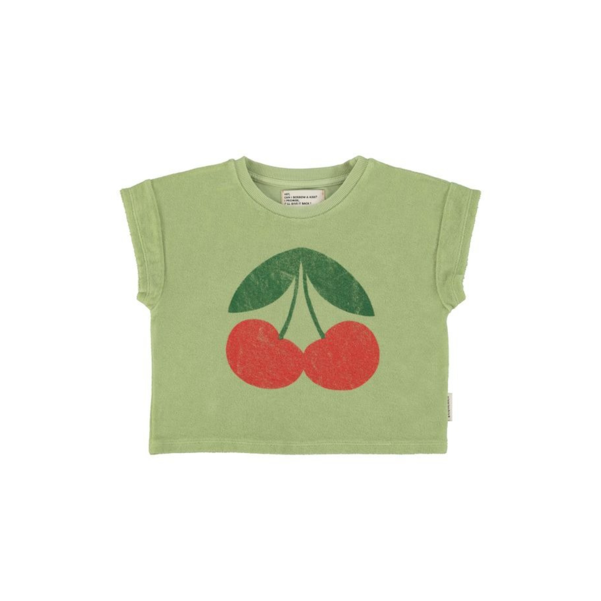 Cherry Print T-Shirt | Light Olive