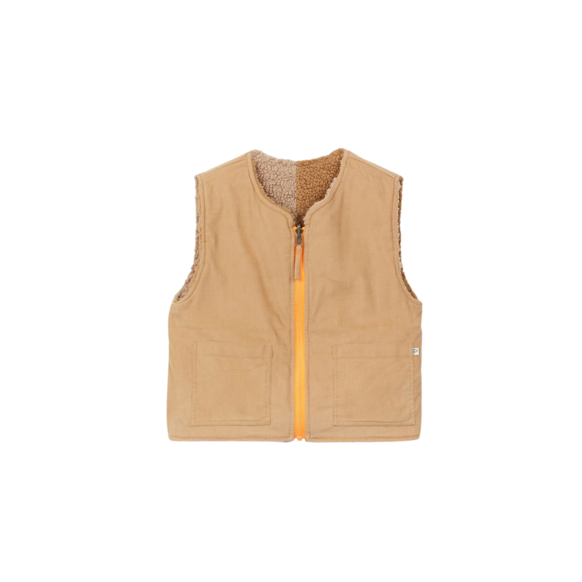 Reversible Patch Sherpa Vest | Camel
