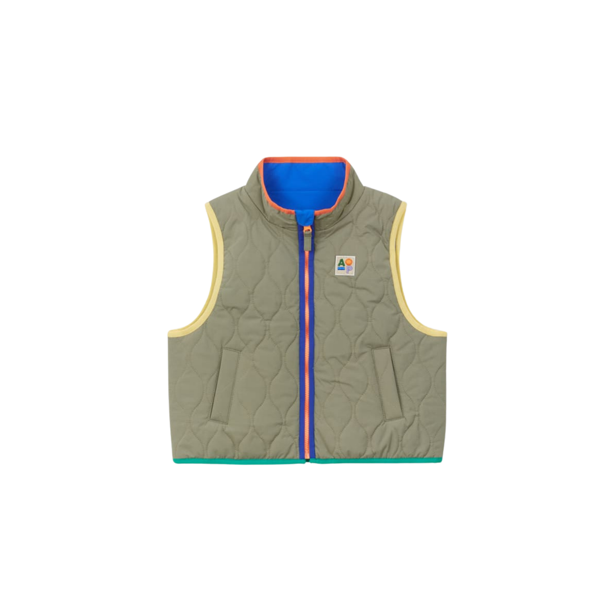 Two-tone Reversible Vest | Khaki Green