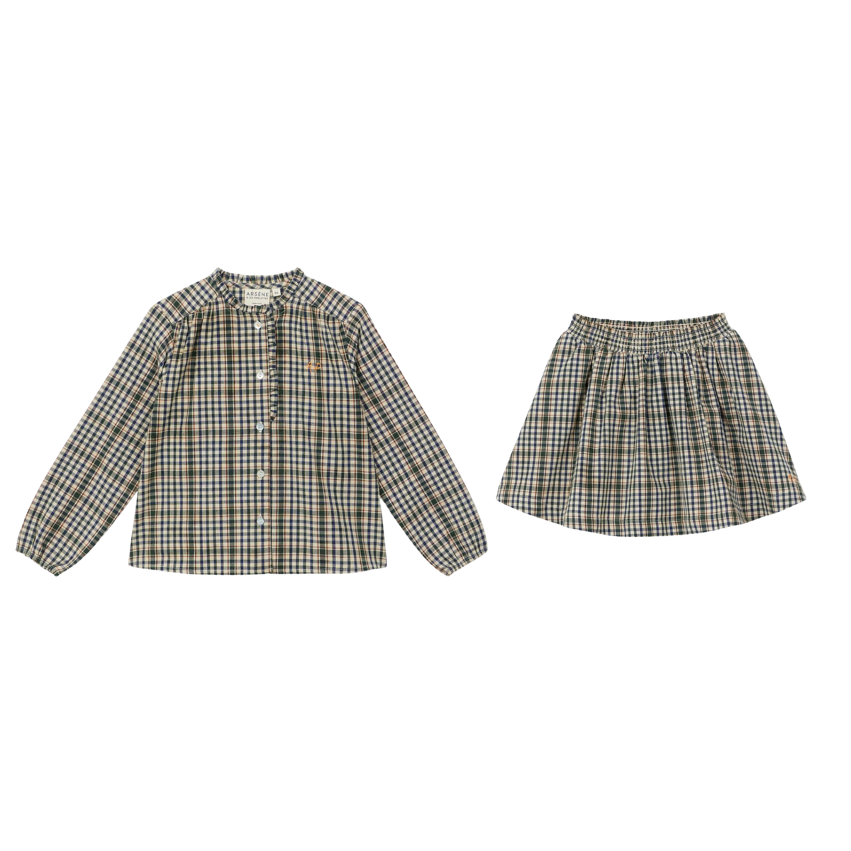 Checkered Blouse & Skirt Set | Vert