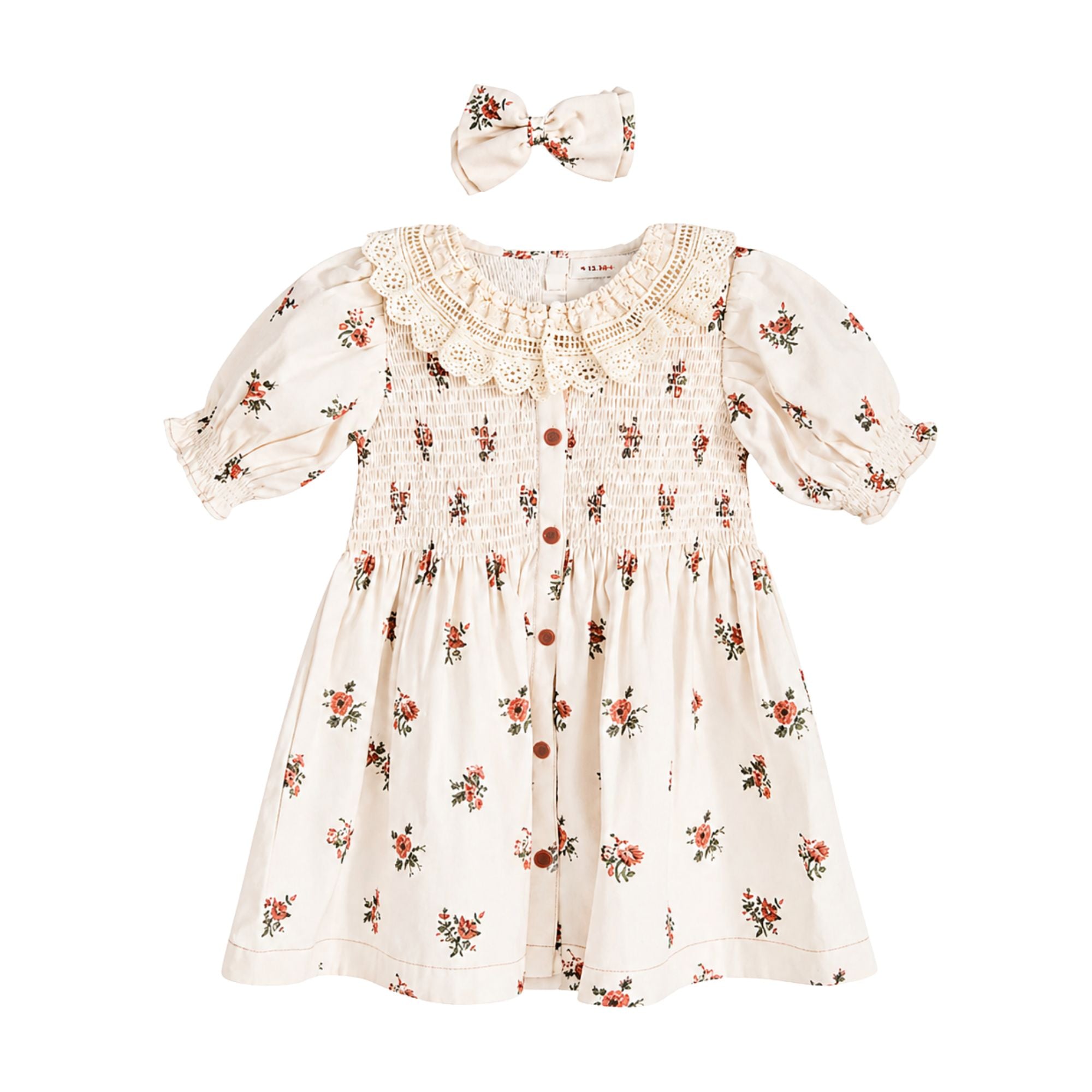 Handsmock Dress with Hair Clip | Garden Flowers