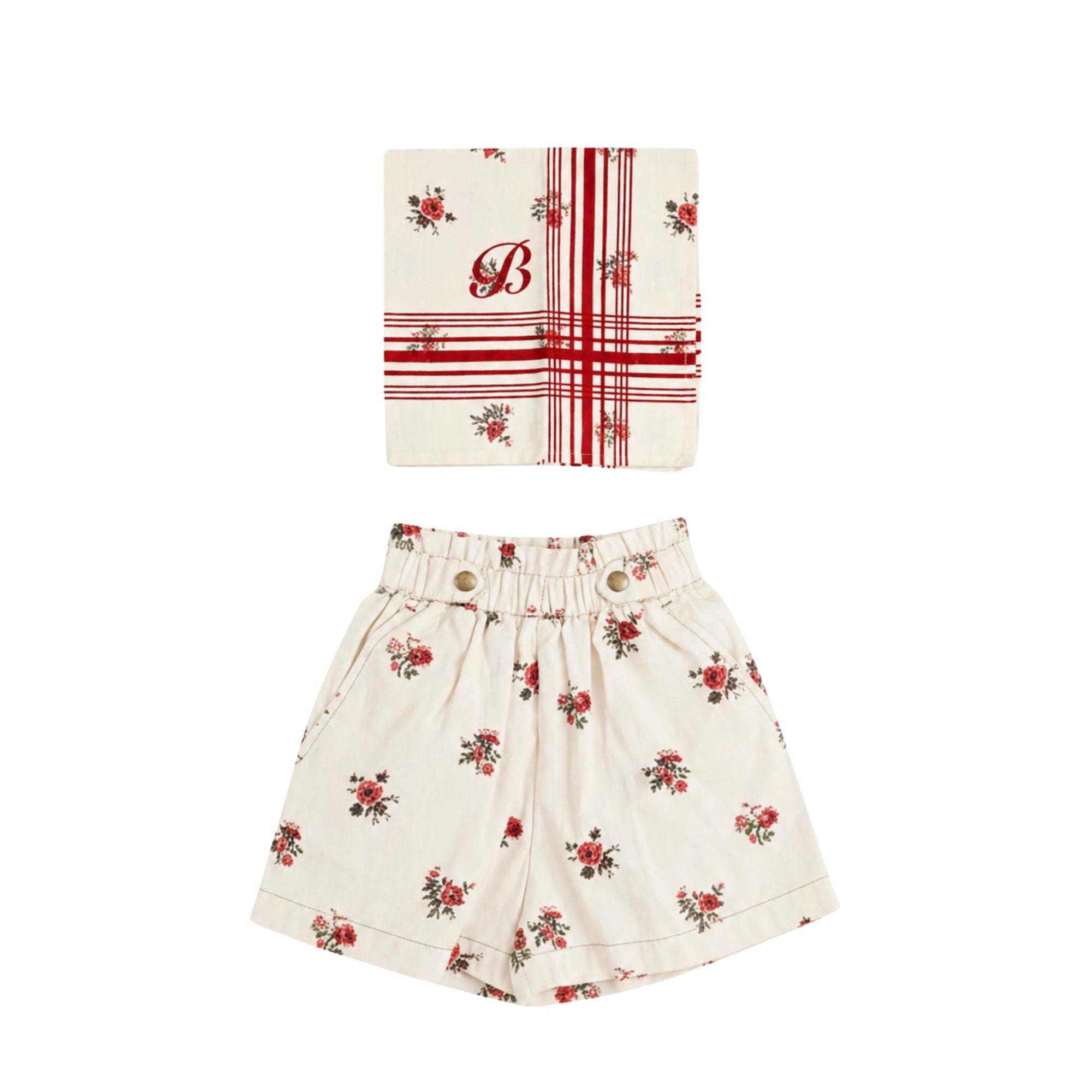 Shorts with Scarf | Garden Flowers