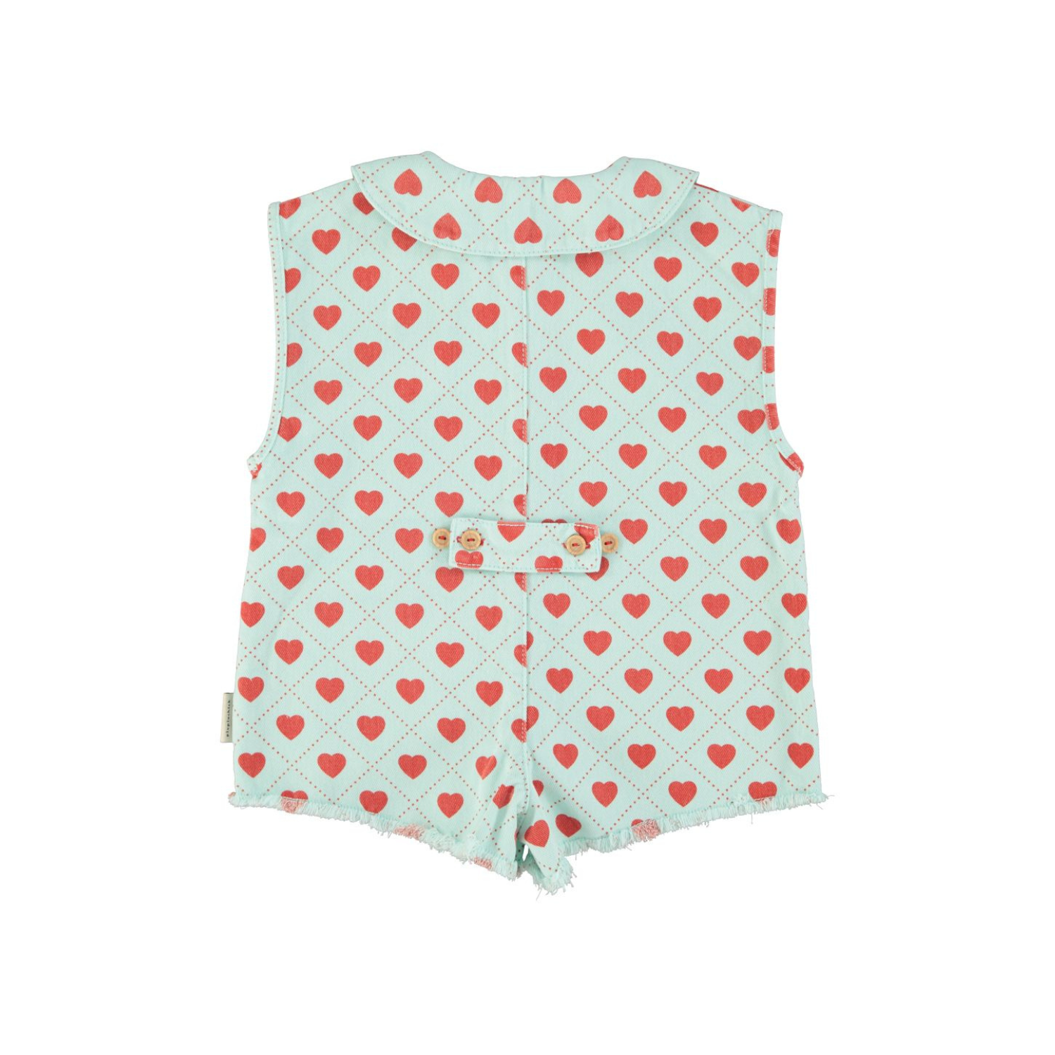 Heart Print Sleeveless Jumpsuit | Light Blue/Red