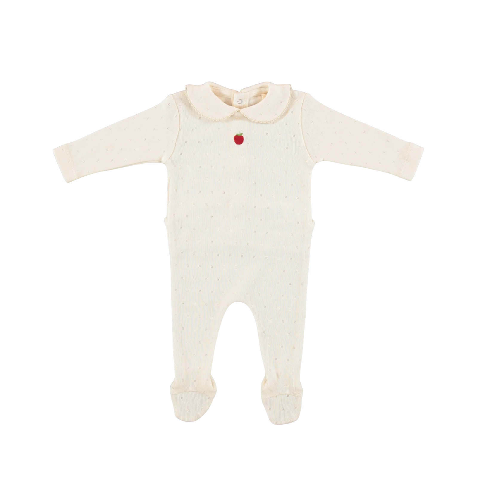 Bebe Apple Collar Overall | Natural Pointelle