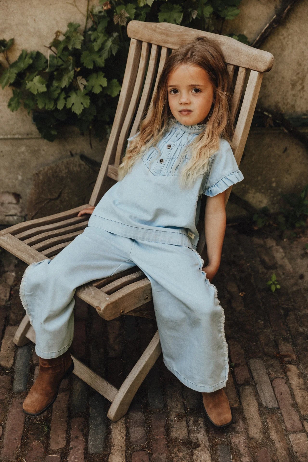 Robin Wide Leg Set | Blue Denim Light