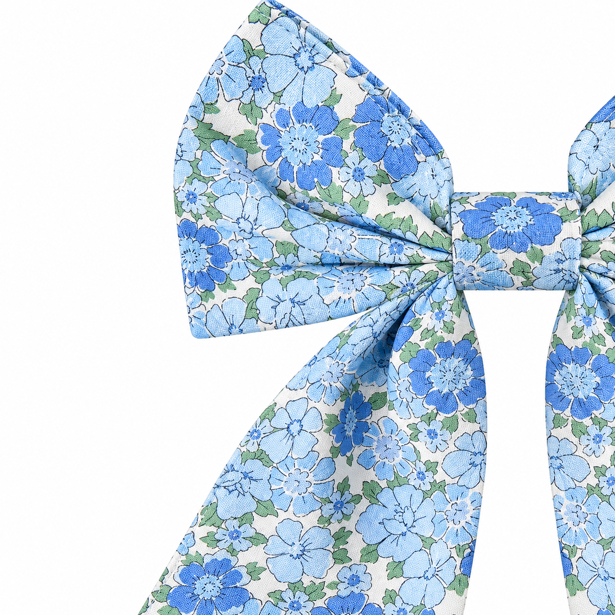 Large Long Bow Clip | Blue Floral