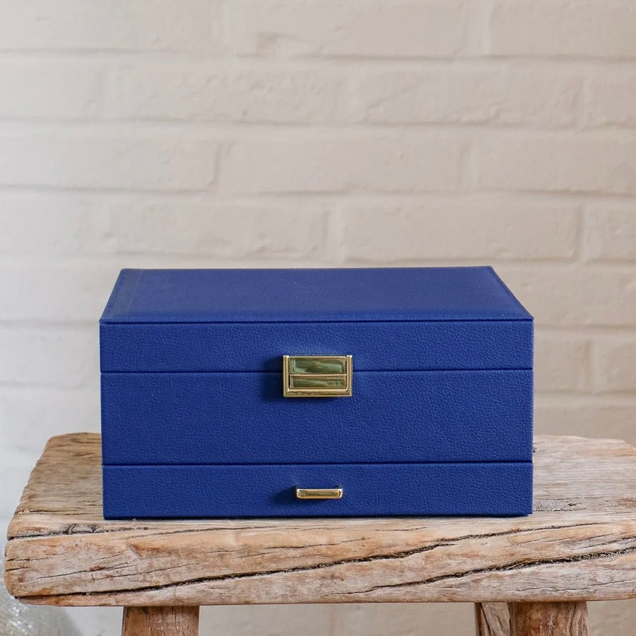 Denise Leather Jewelry Box | Navy Blue