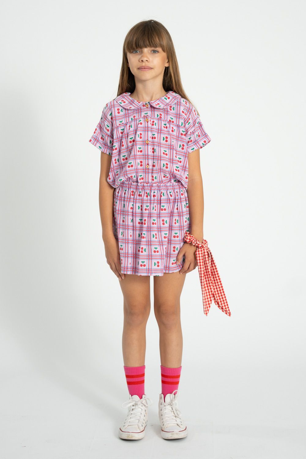 Cherry Print Peter Pan Collar Shirt | Lilac