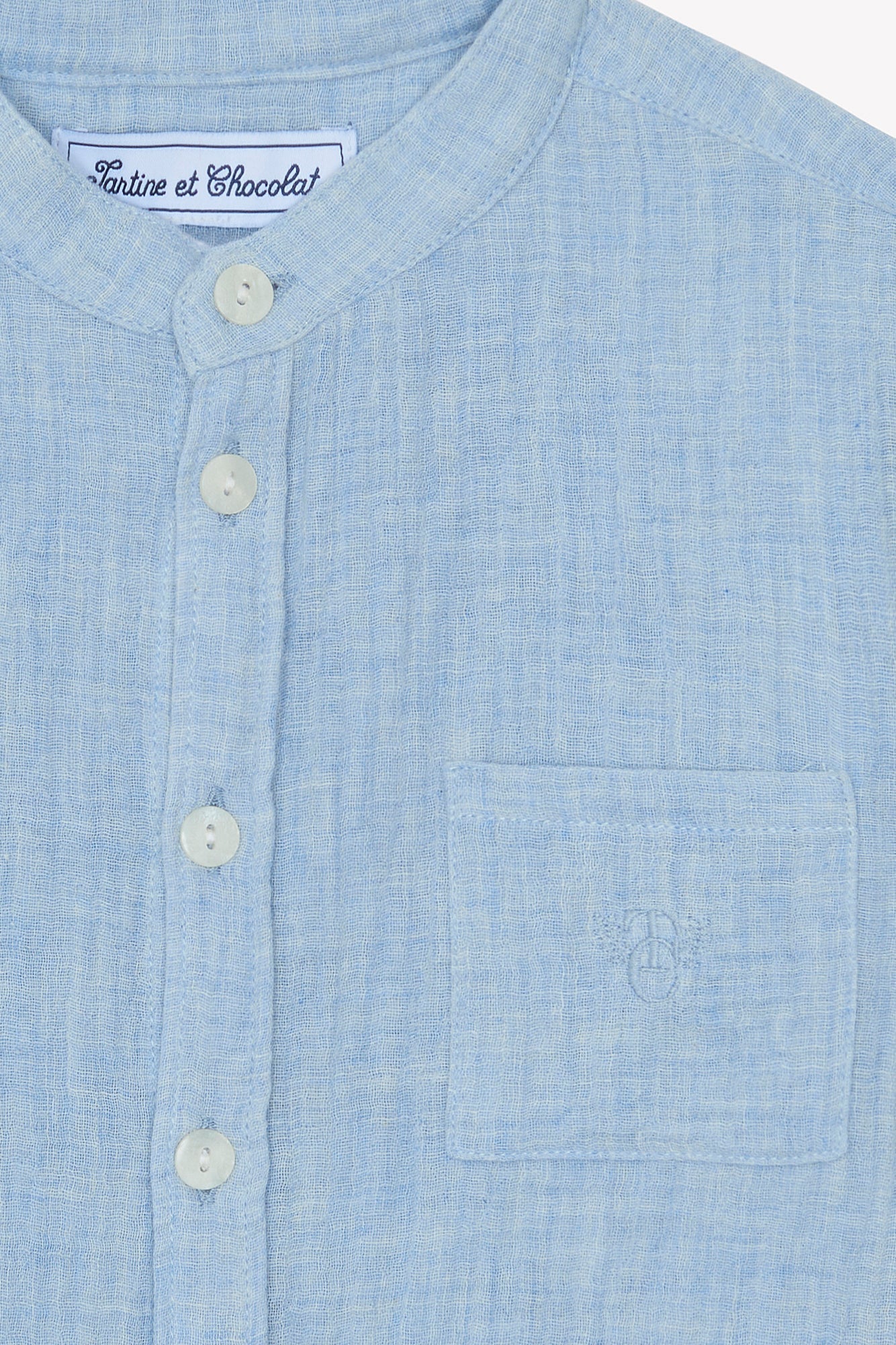 Mao Collar Shirt | Blue