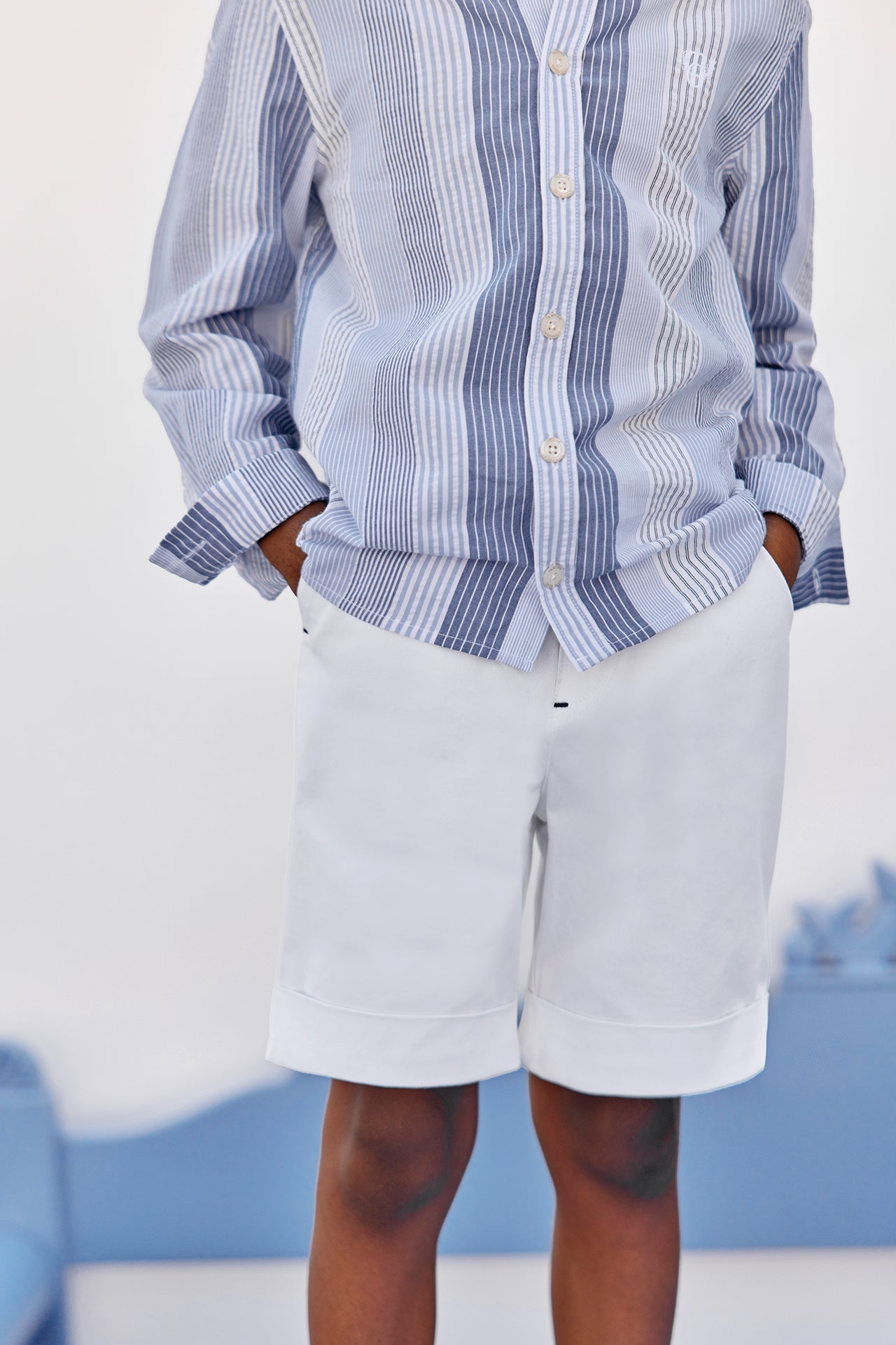 Twill Cotton Shorts | White