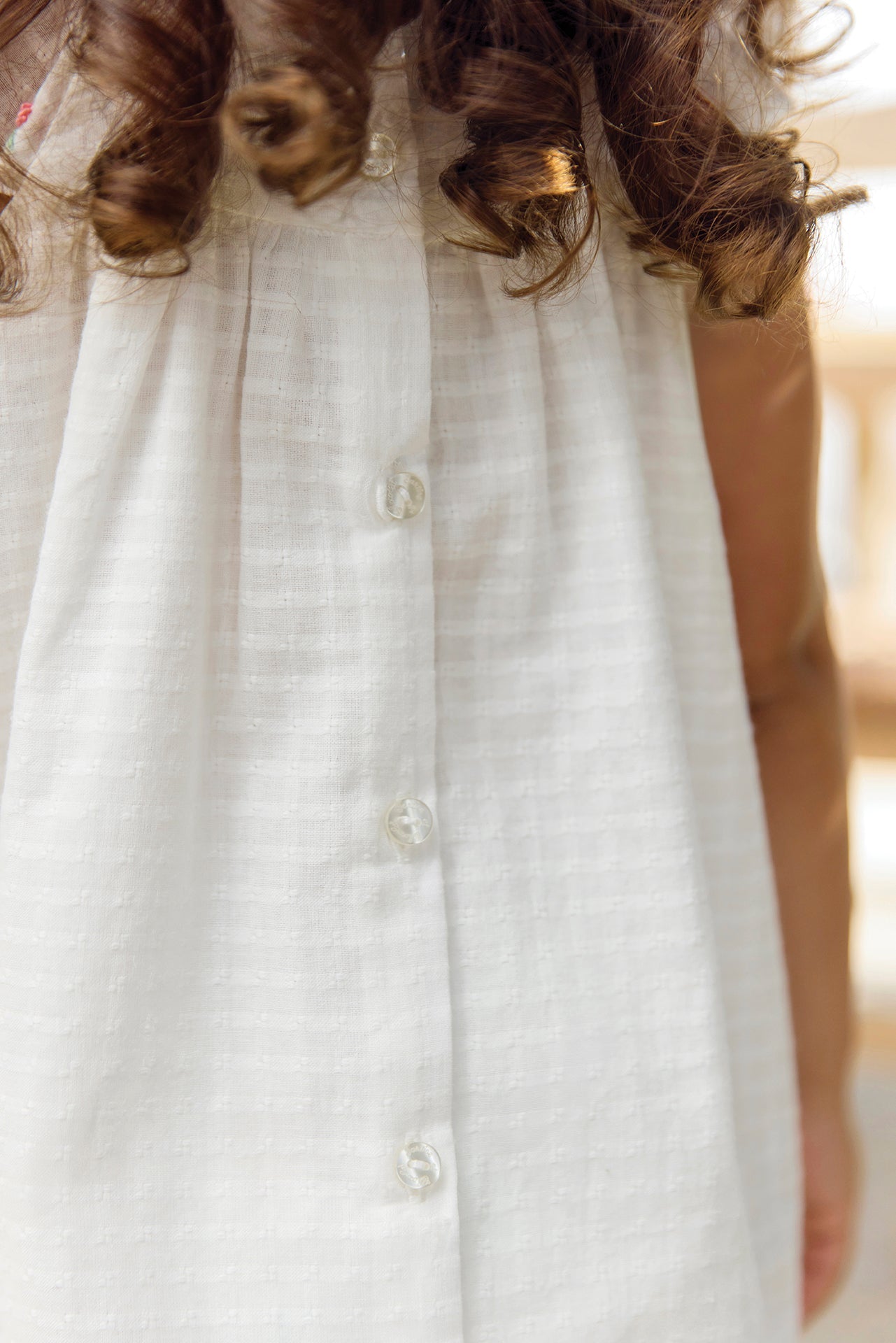Lace Trimmed Embroidered Dress | White