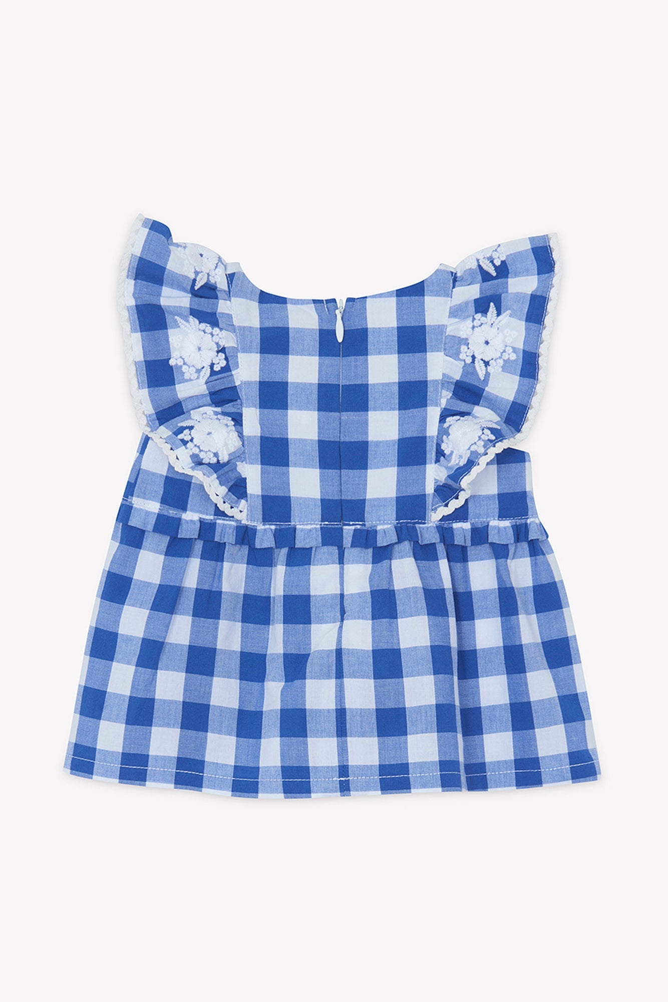 Embroidered Gingham Shorts Set | Blue Electric