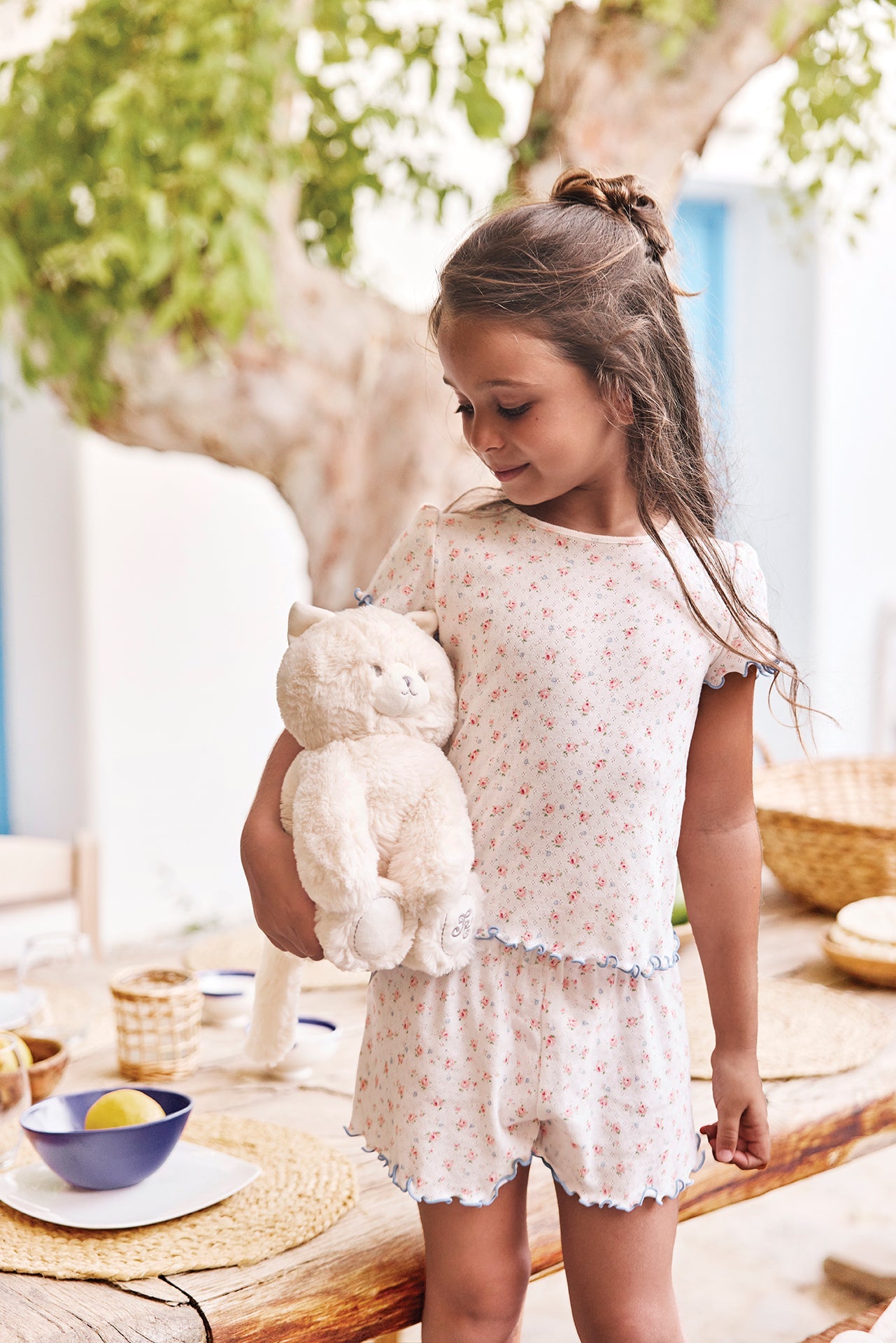 Flower Print Pajamas Set | Ecru