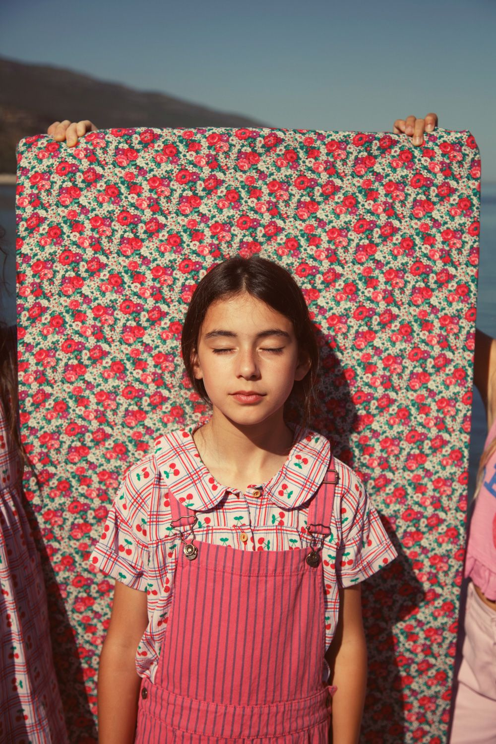 Striped Short Dungarees | Pink/Indigo