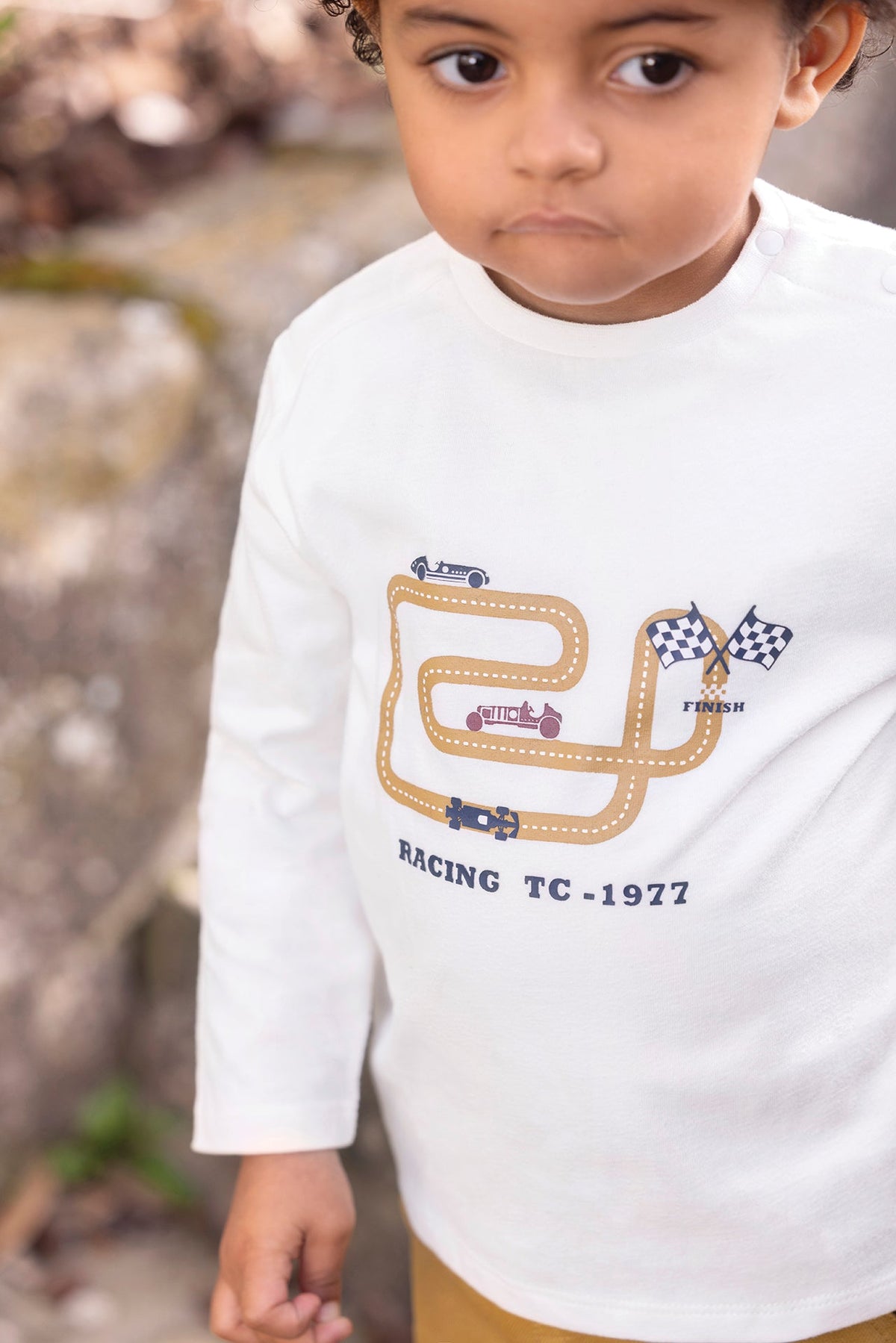 Racing Track Printed T-shirt | Mustard