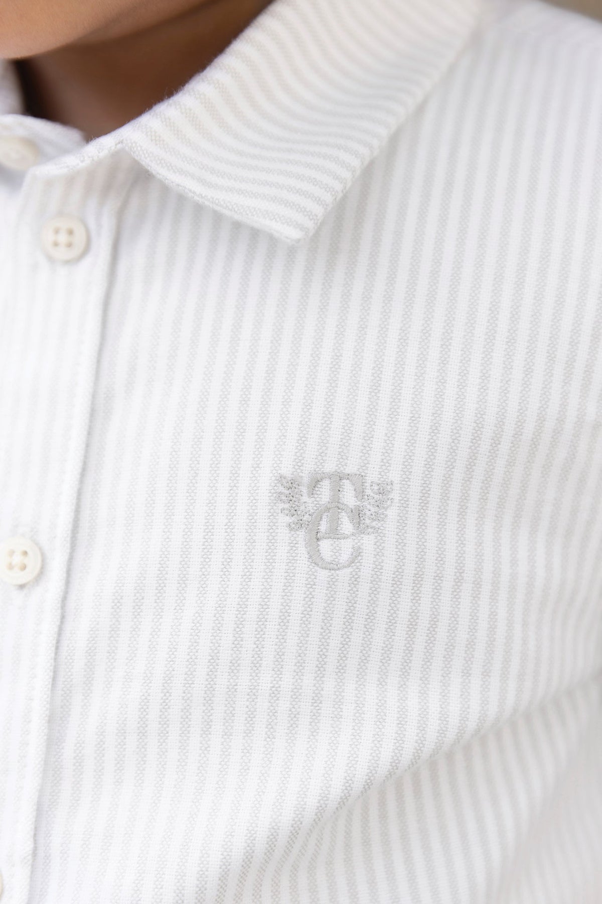 Cotton Stripes Shirt | Light Grey