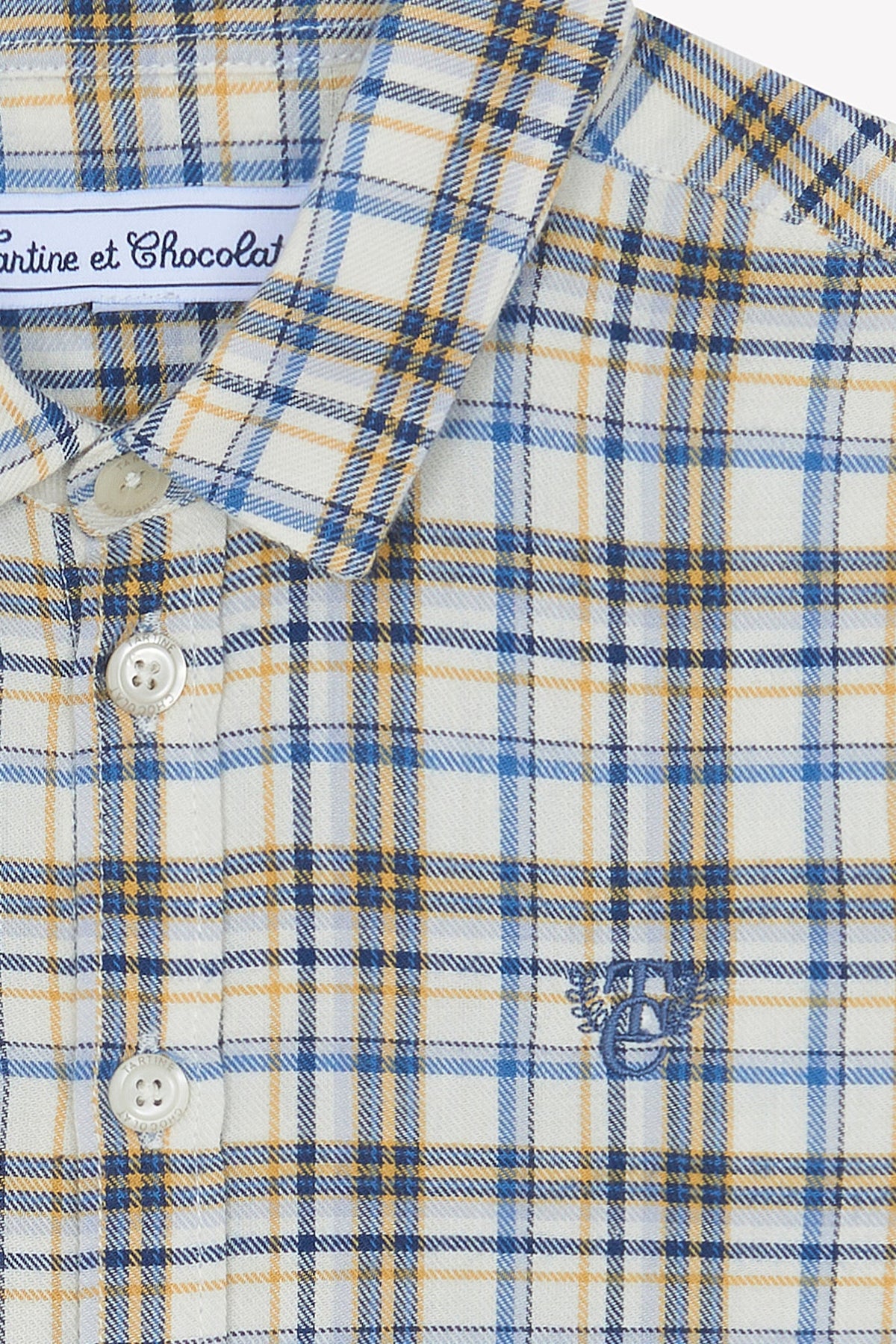 Embroidery Check Cotton Shirt | Ecru