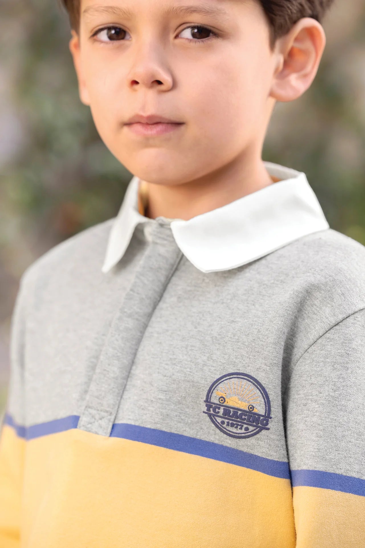 Chest Embroidered Polo T-shirt | Grey
