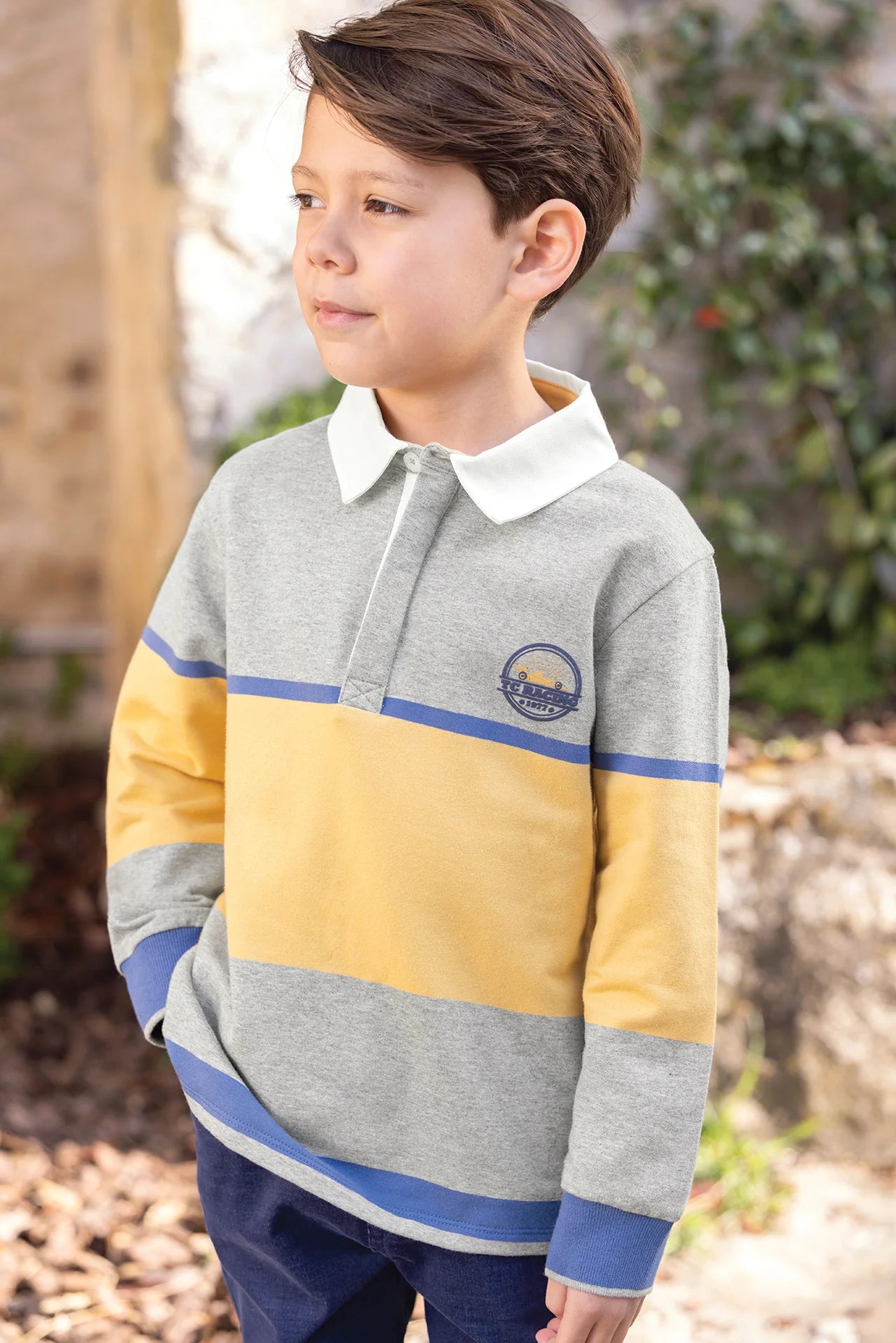 Chest Embroidered Polo T-shirt | Grey