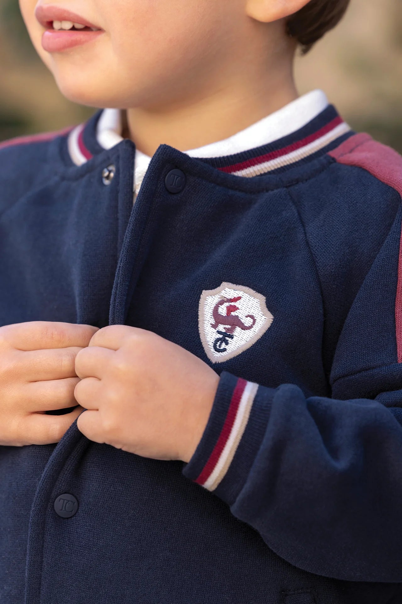 Embroidered Patch Cardigan | Navy
