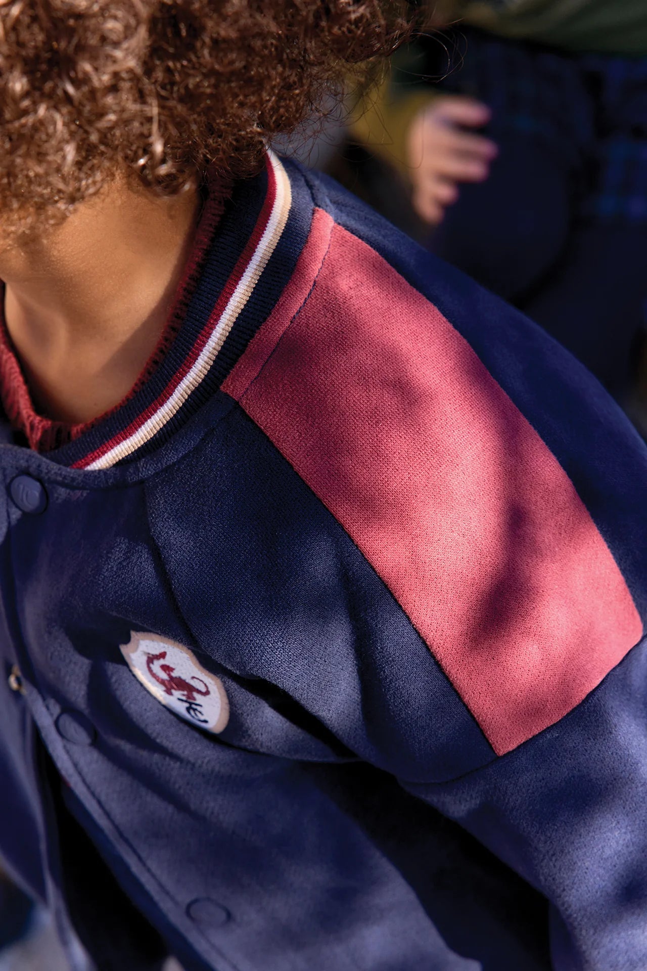Embroidered Patch Cardigan | Navy
