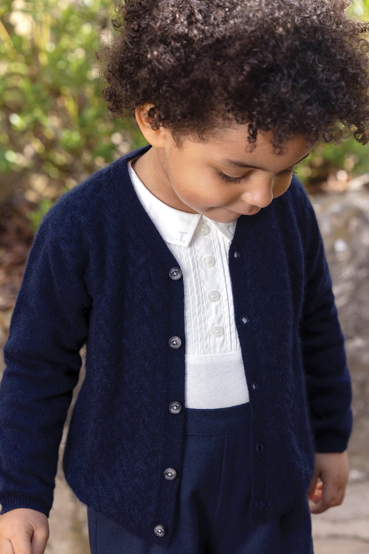 Braided Knitwear Cardigan | Navy