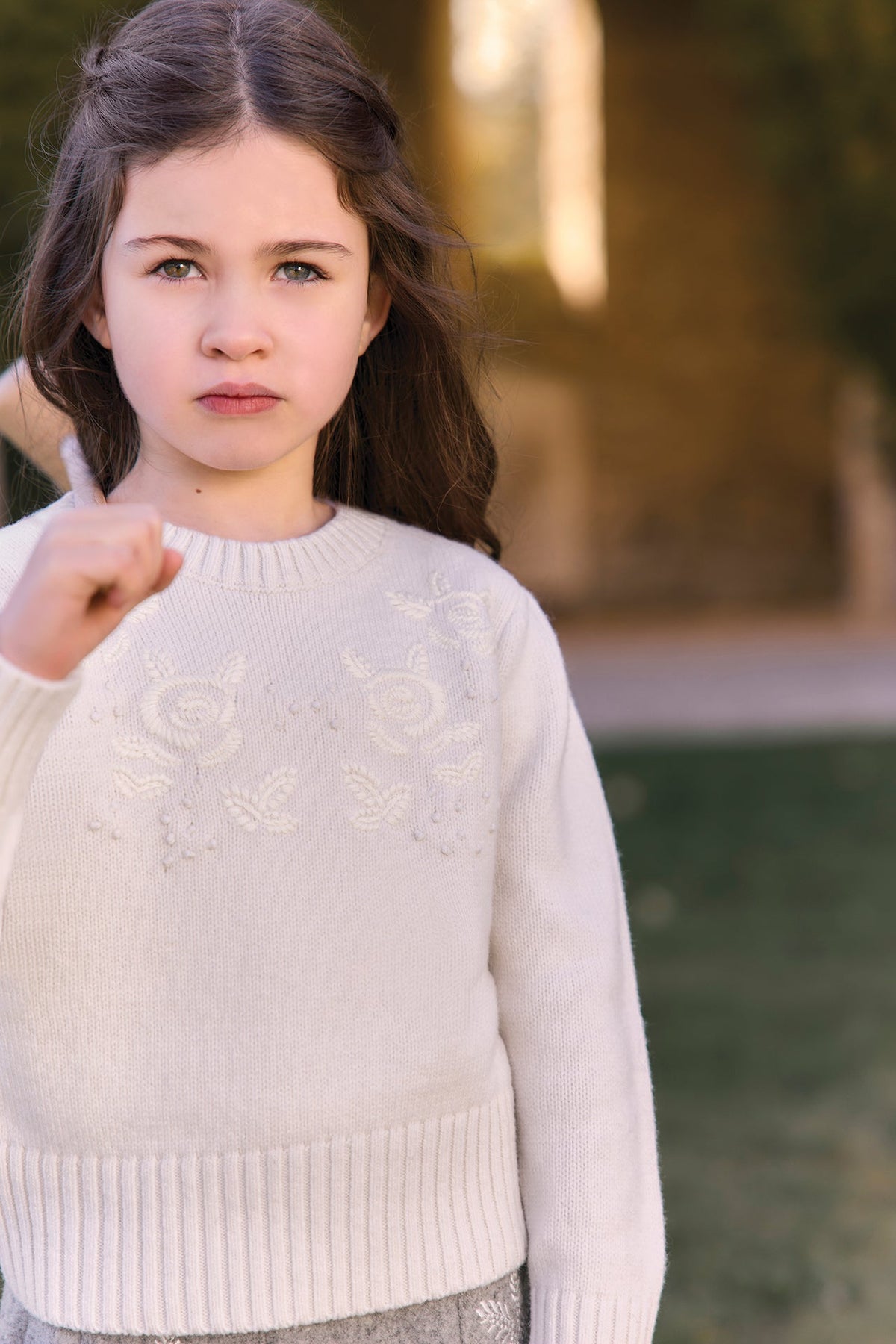 Flower Embroidery Sweater | Ecru