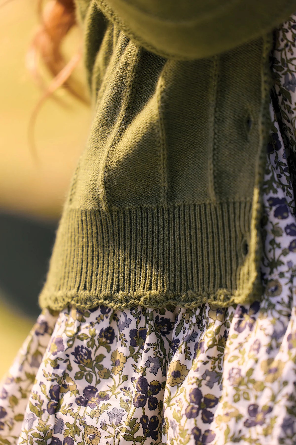 Scalloped Wool Cardigan | Olive