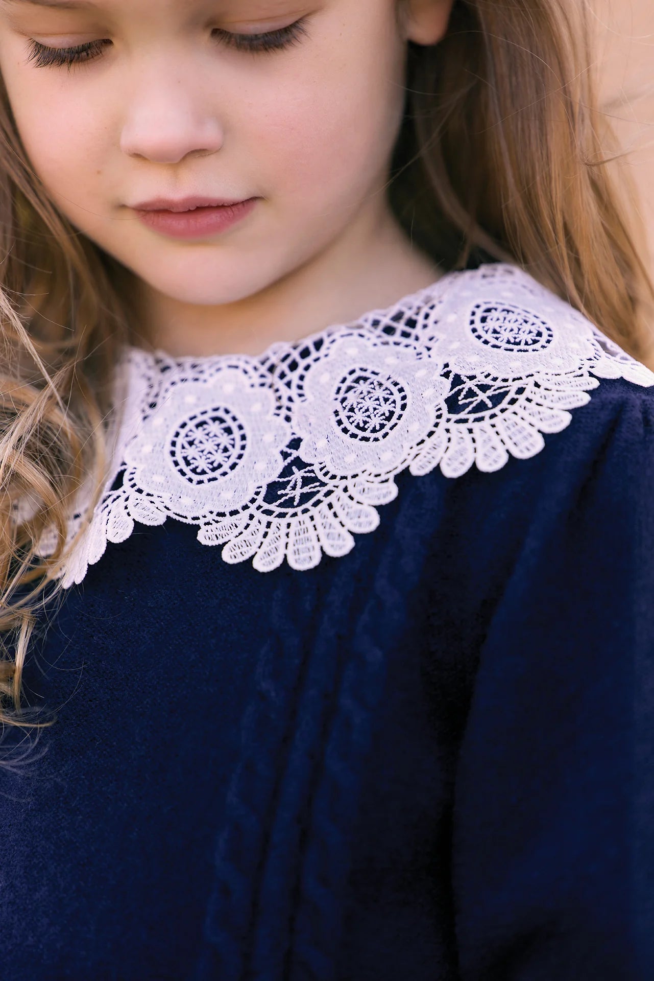 Lace Collar Sweater | Navy