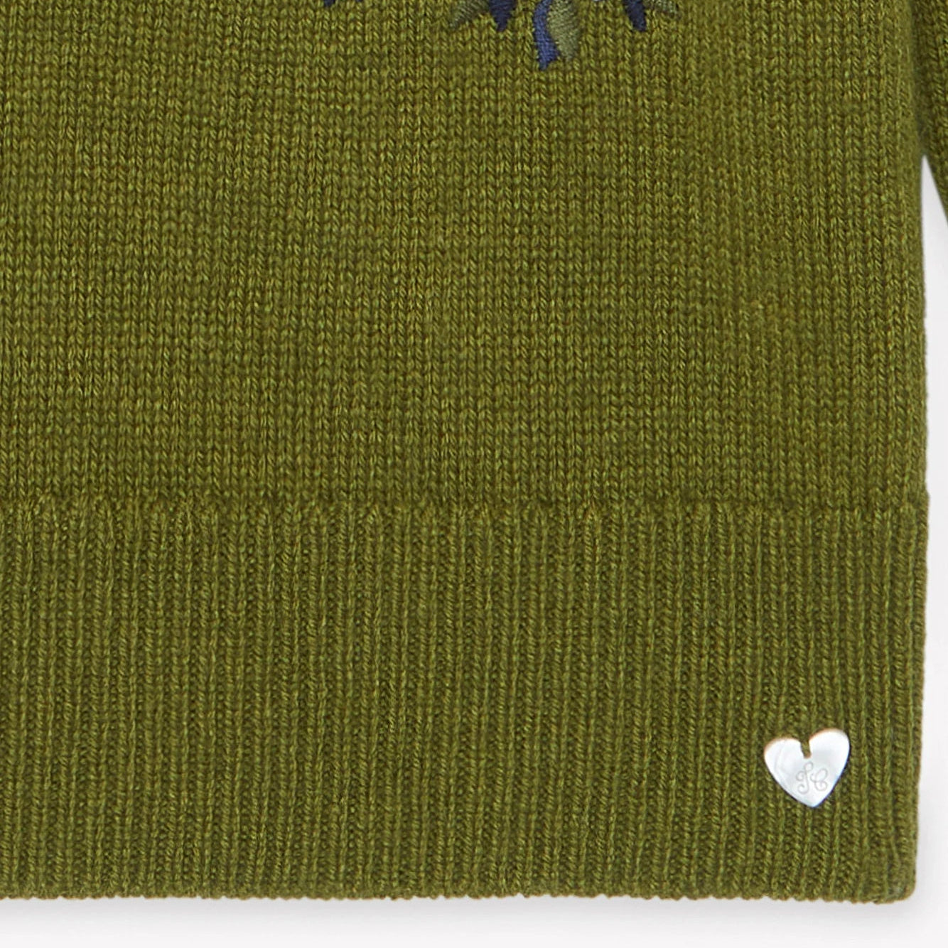 Flower Embroidery Sweater | Olive