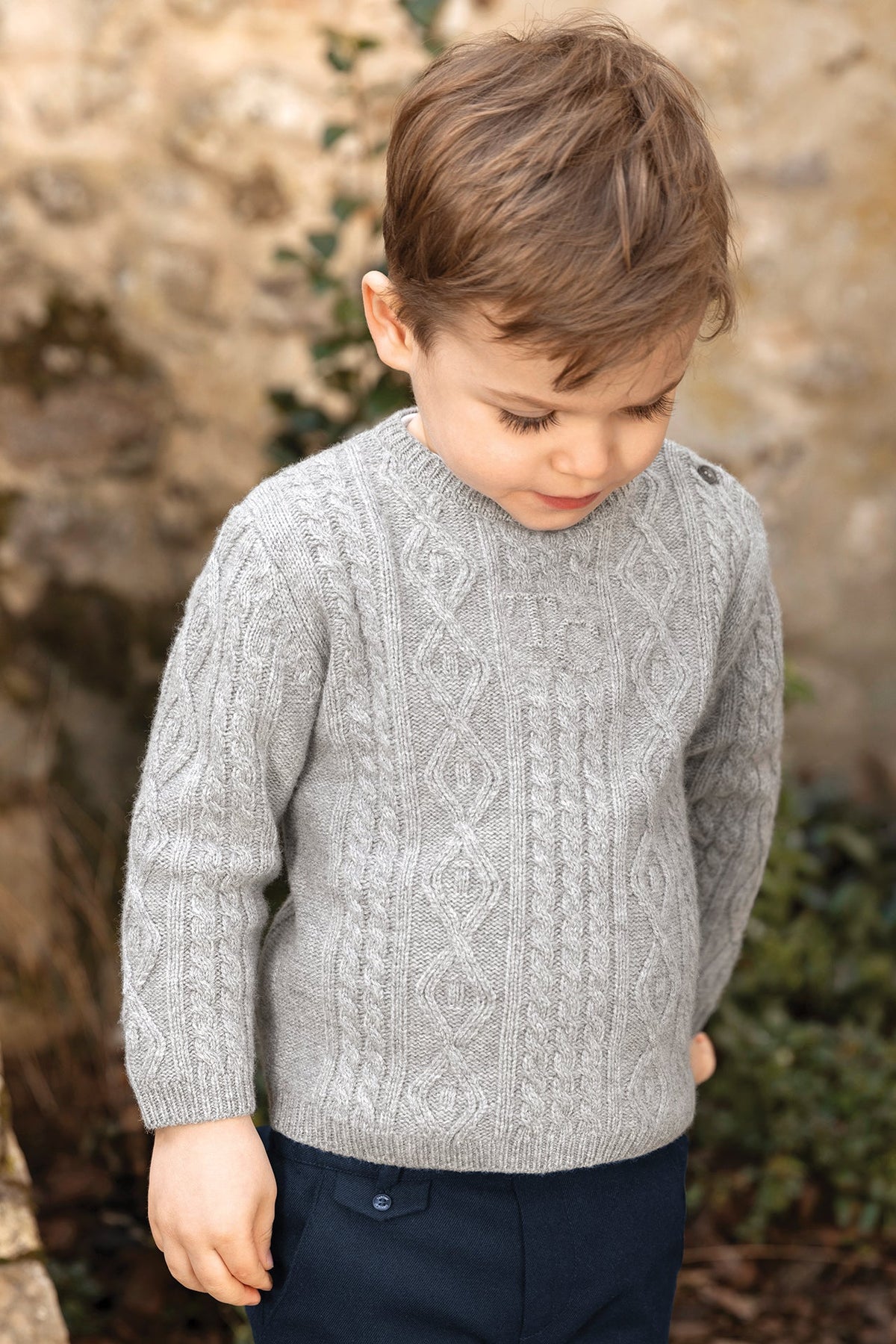Braided Knit Sweater | Grey