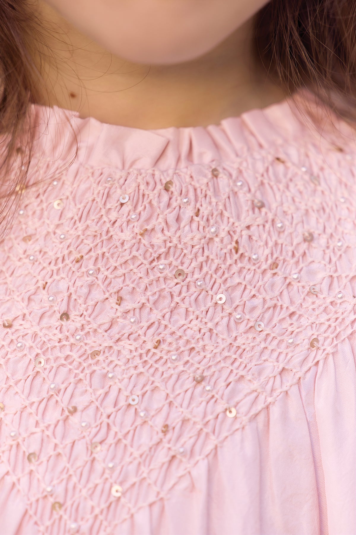 Beaded Smock Silk Dress | Rose