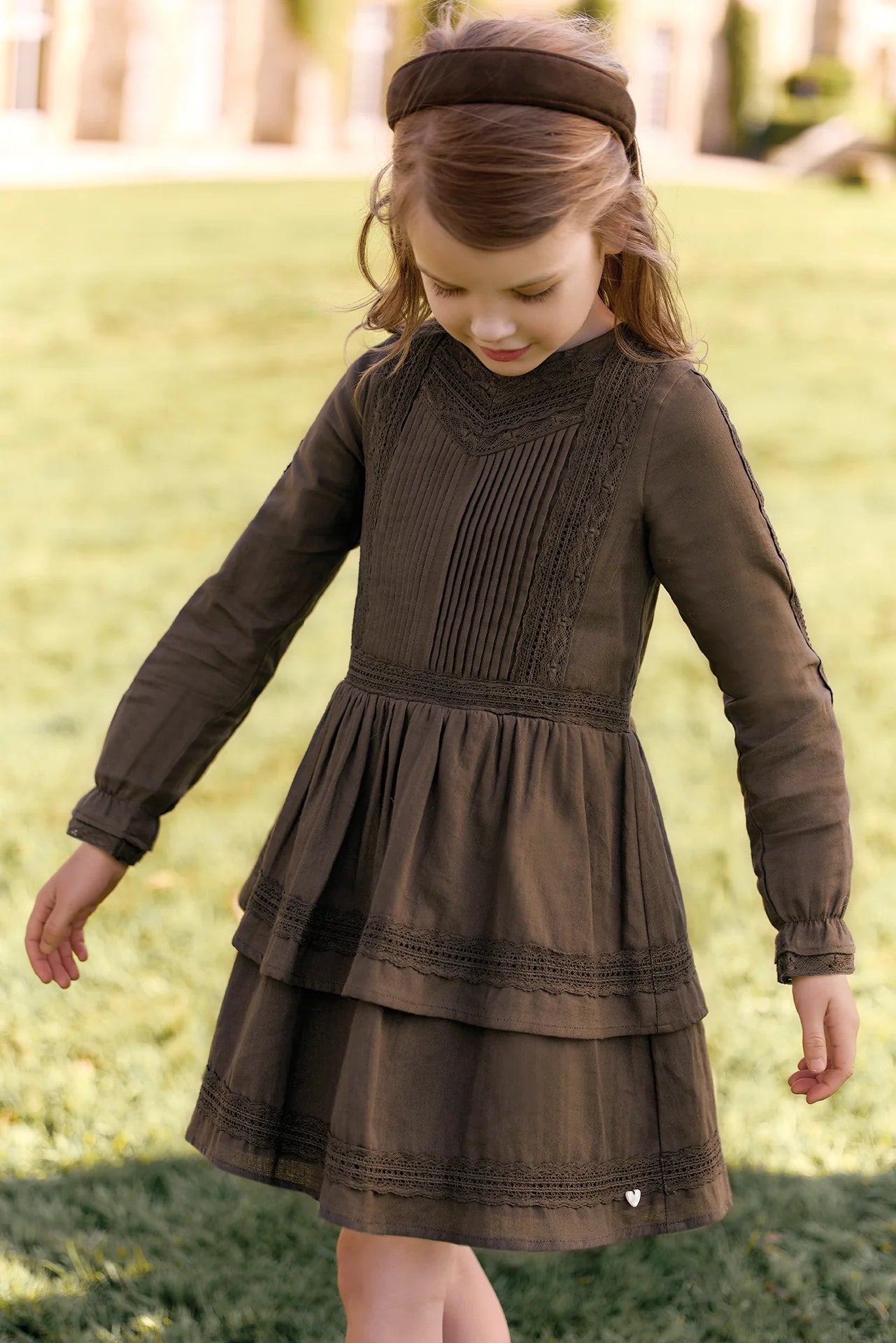 Flat Pleats Dress | Brown