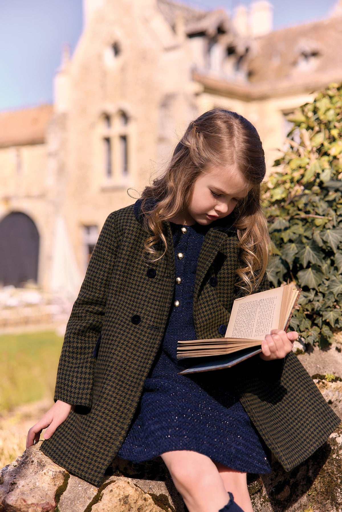 Puppytooth Wool Coat | Olive