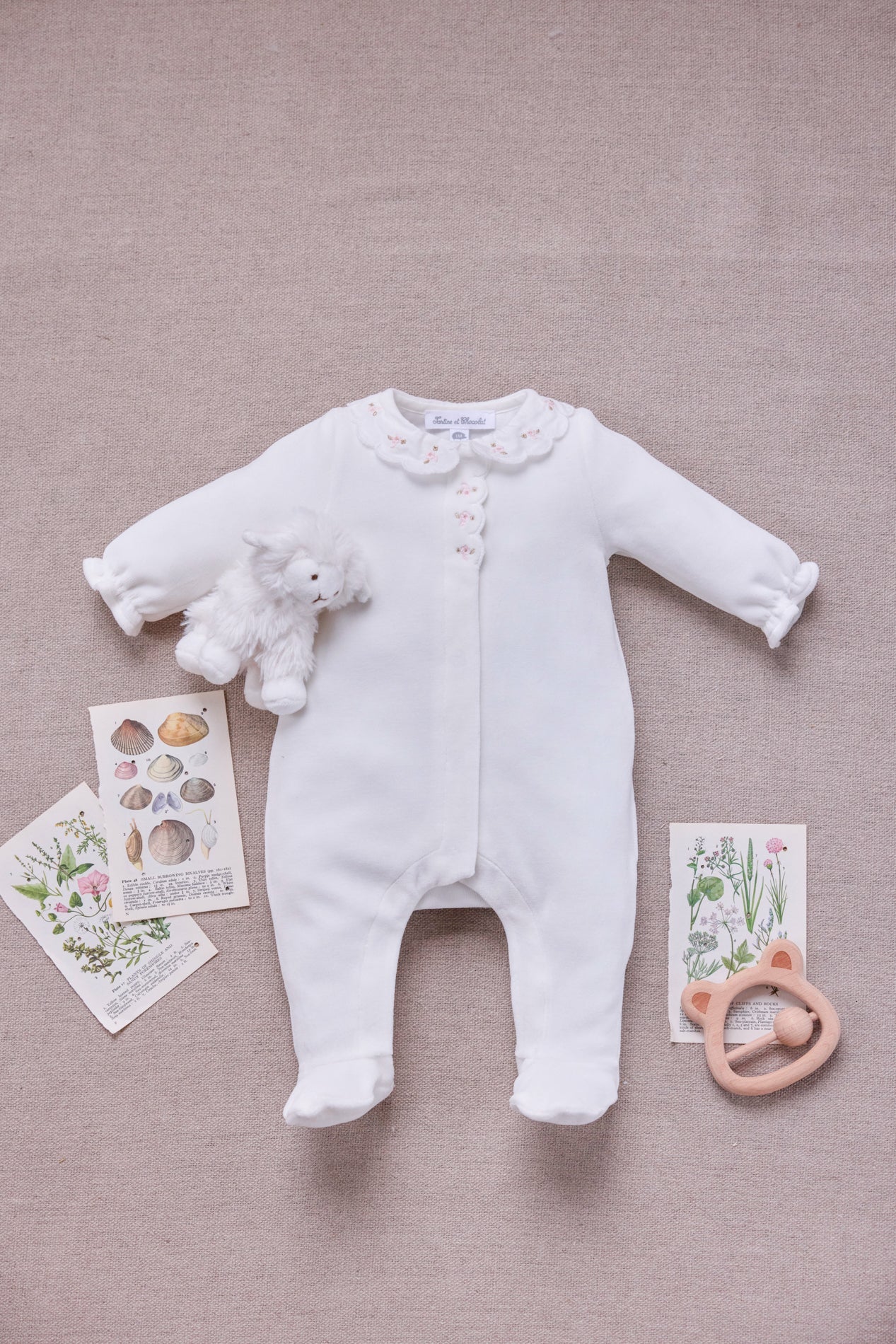 Scalloped Peter Pan Collar Romper | Ecru