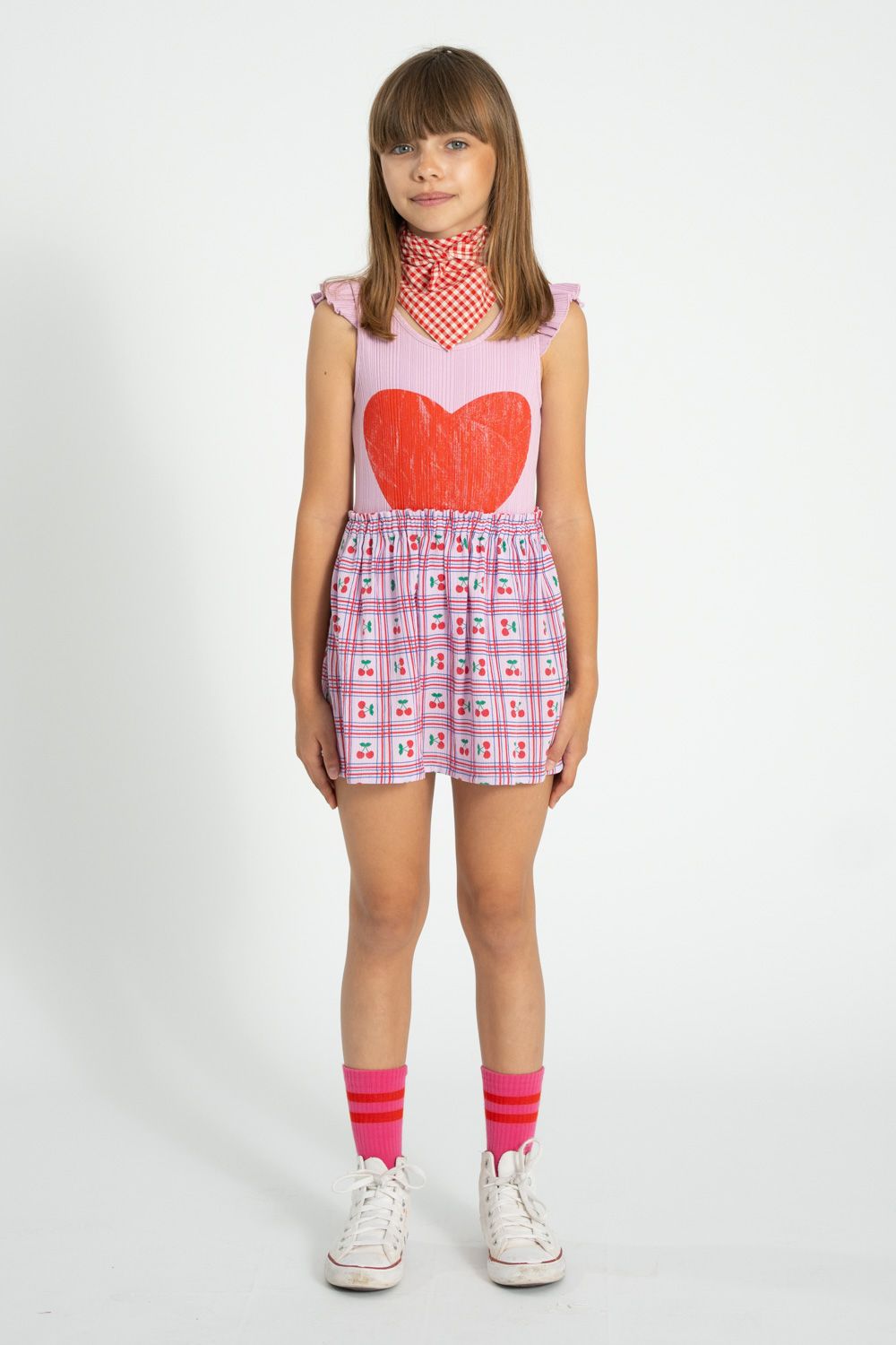 Cherry Print Short Skirt | Lilac