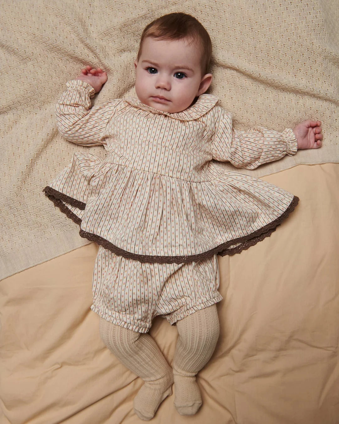 Baby Twill Blouse & Bloomers Set | Sand Flower