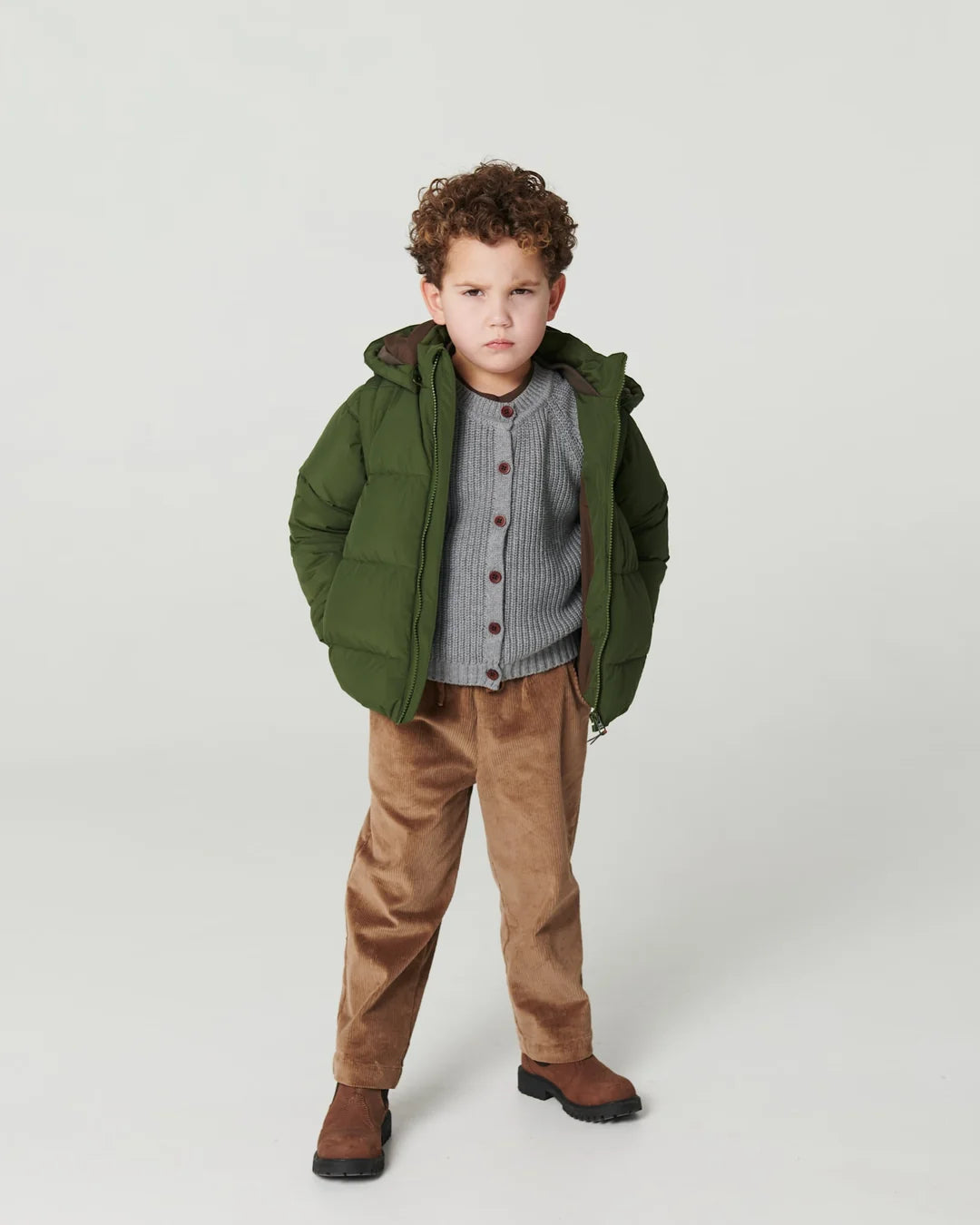Puffer Jacket with Removable Sleeves | Dark Green