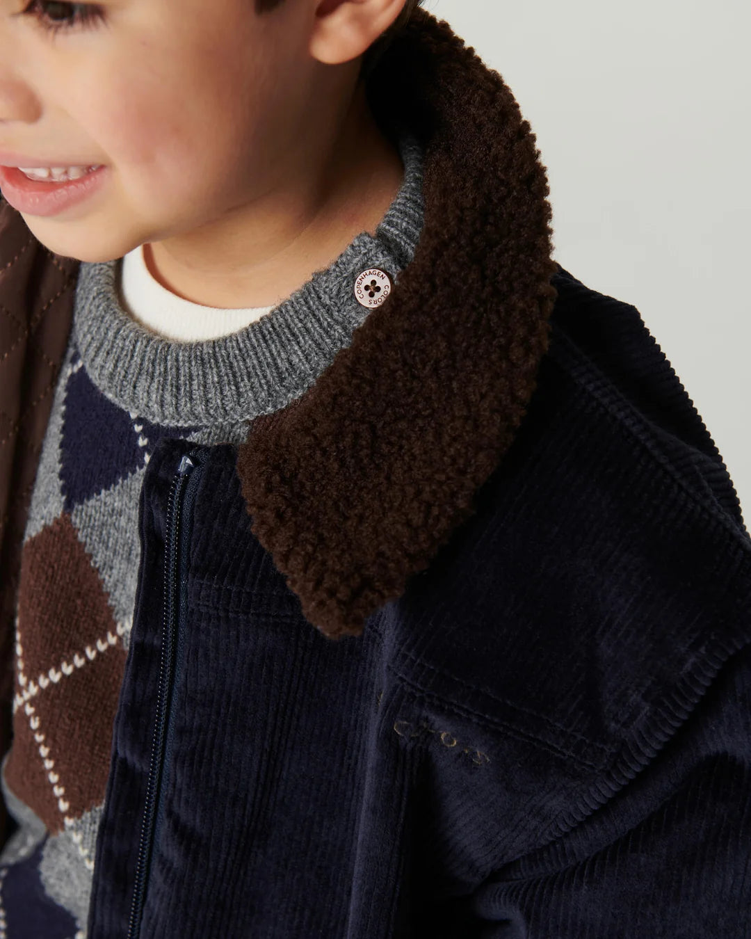 Argyle Knitted Pullover | Grey and Brown