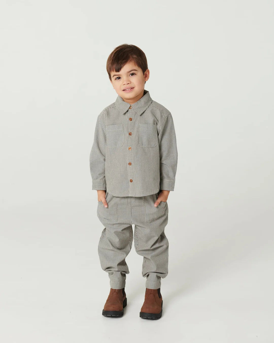 Checkered Shirt and Pant Set | Blue And Brown