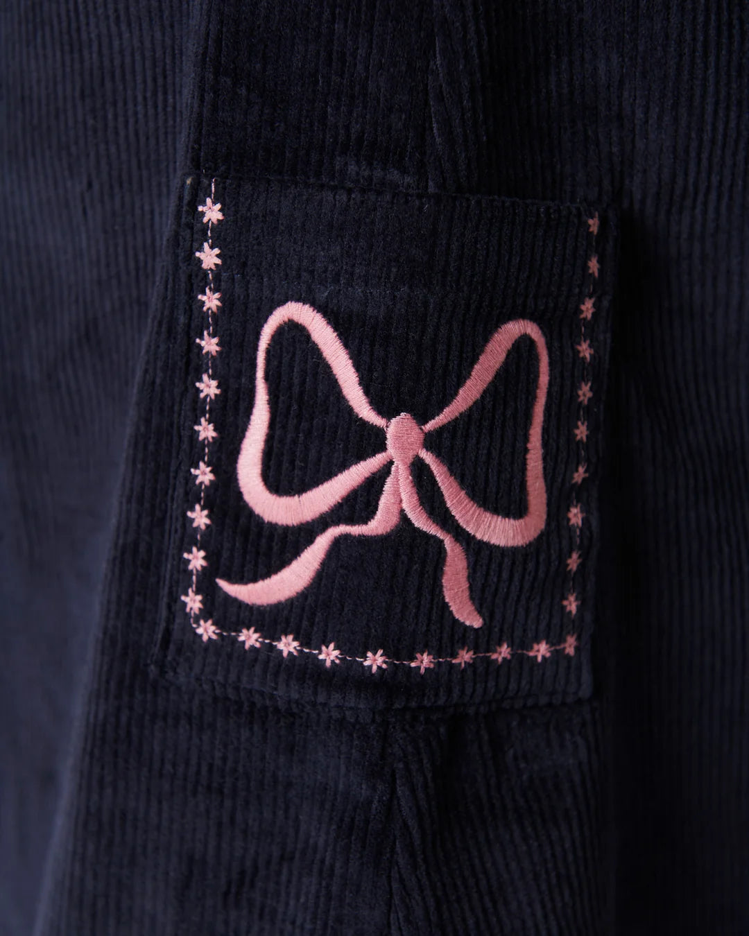 Corduroy Dress with Embroidery | Navy